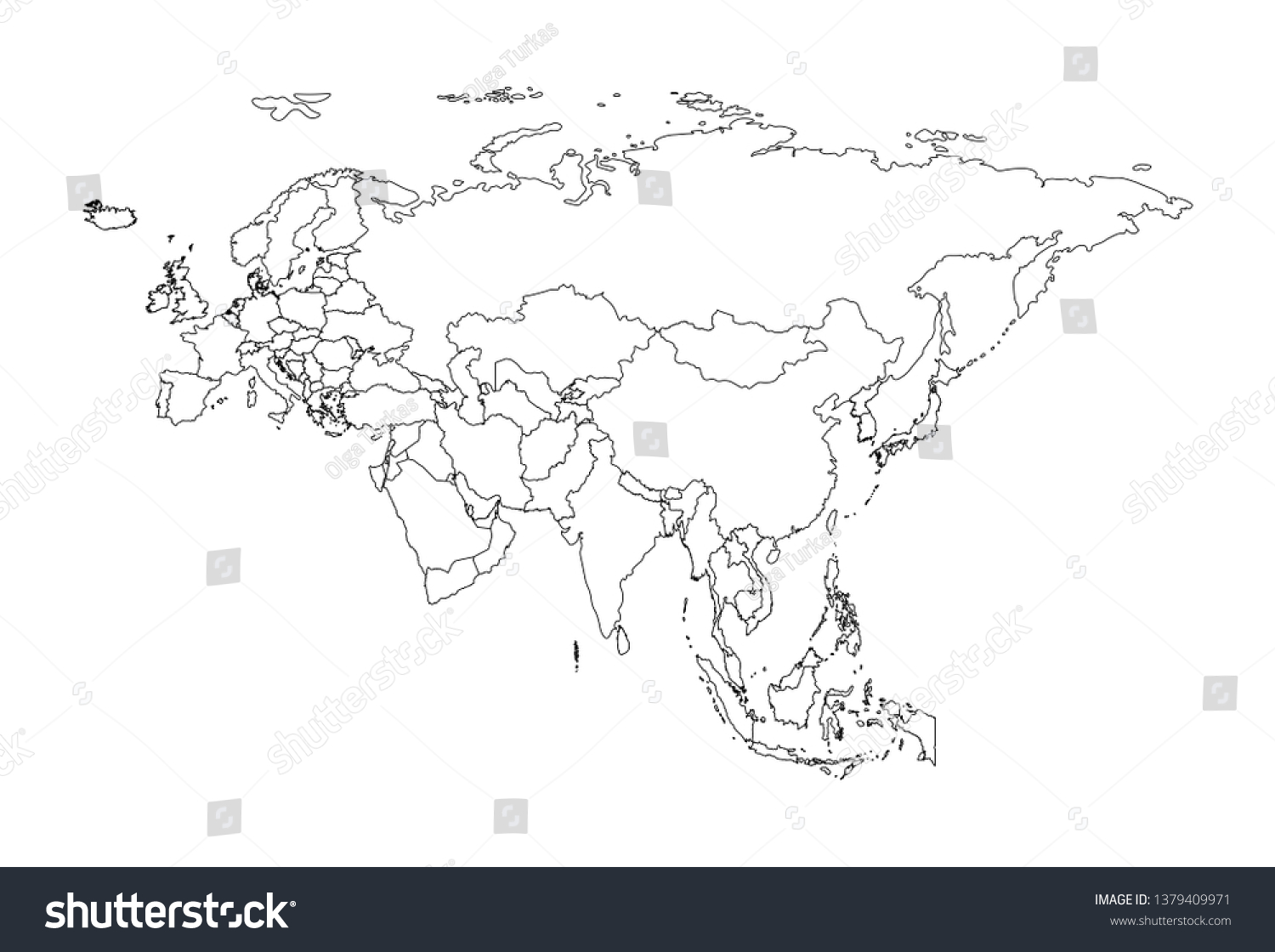 Blank Map Of Eurasia Vector Illustration Simplified Map Eurasia Continent Stock Vector (Royalty  Free) 1379409971 | Shutterstock