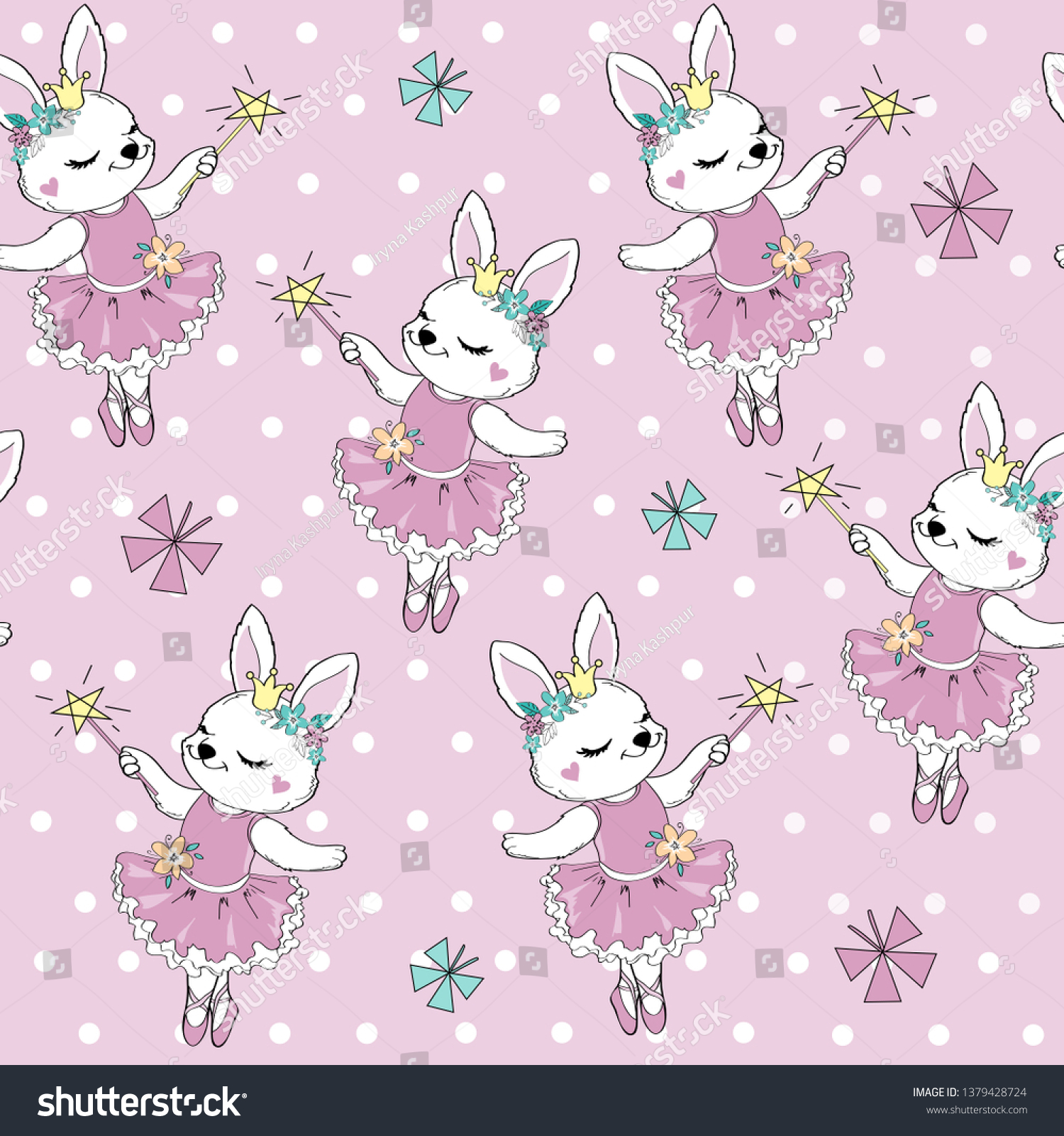 Cute Rabbit Ballerina Magic Wand On Stock Vector (Royalty Free ...