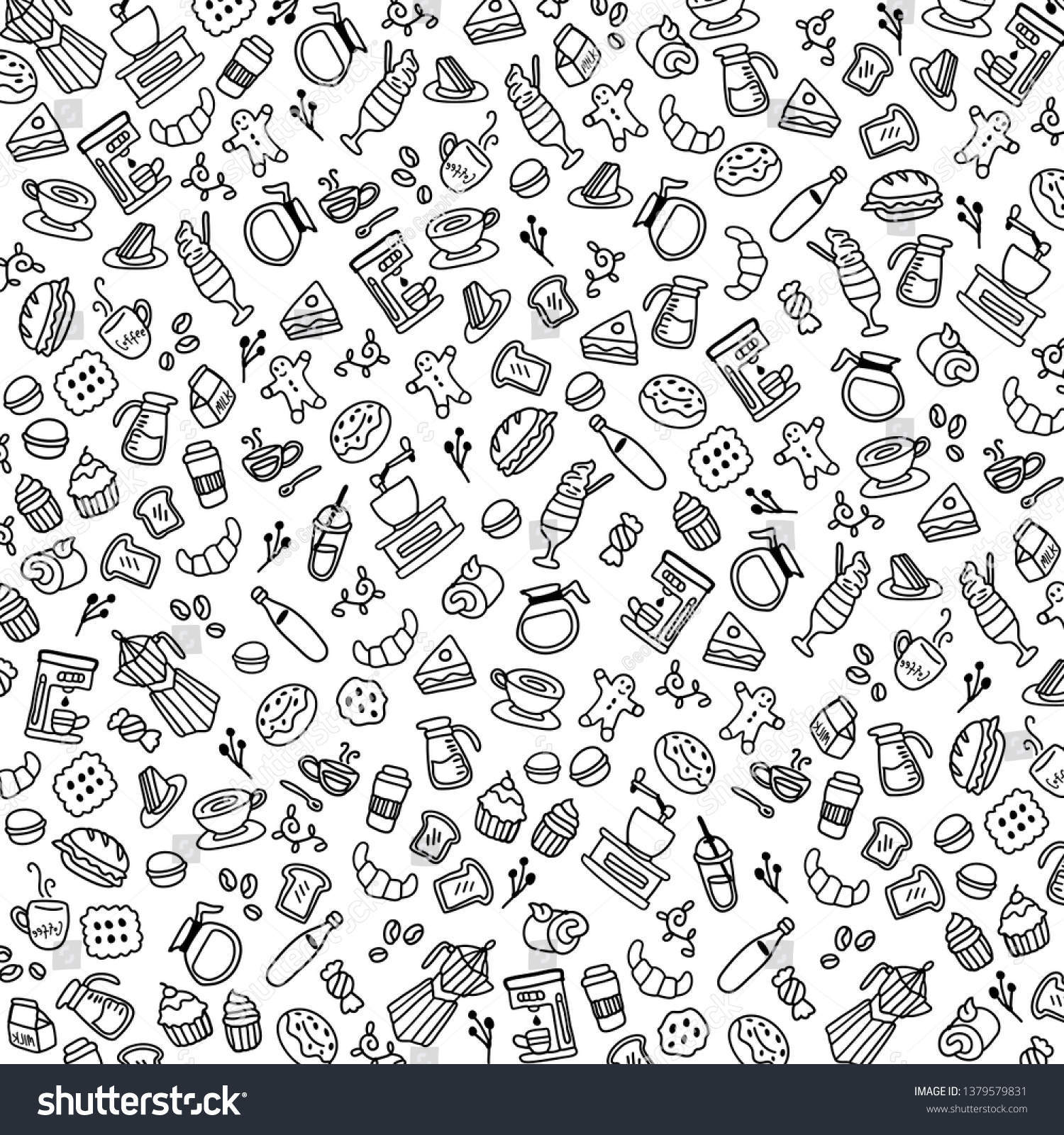 Coffee Black White Background Wallpaper Vector Stock Vector (Royalty ...