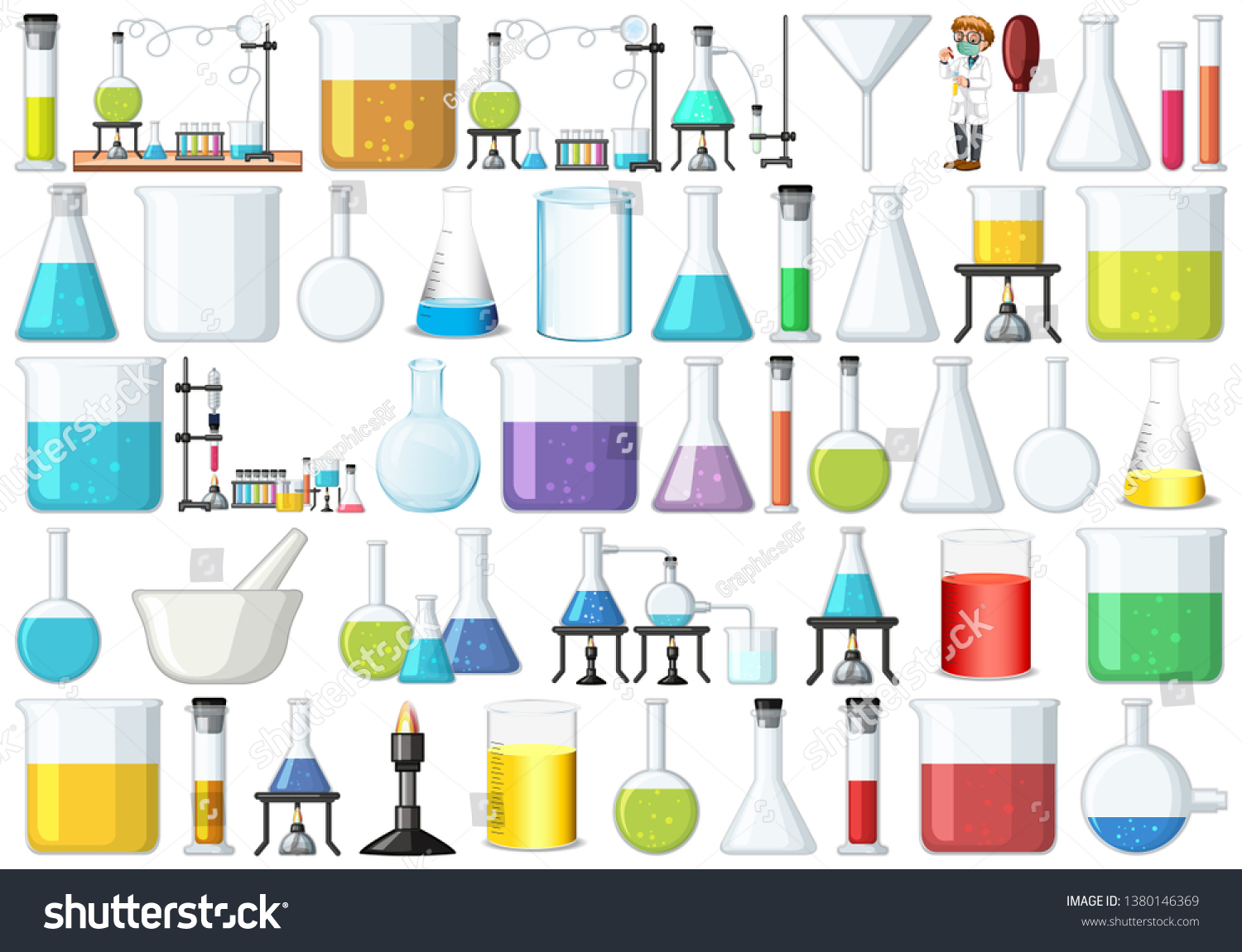 Collection Science Lab Equipment Stock Vector (Royalty Free) 1380146369 ...