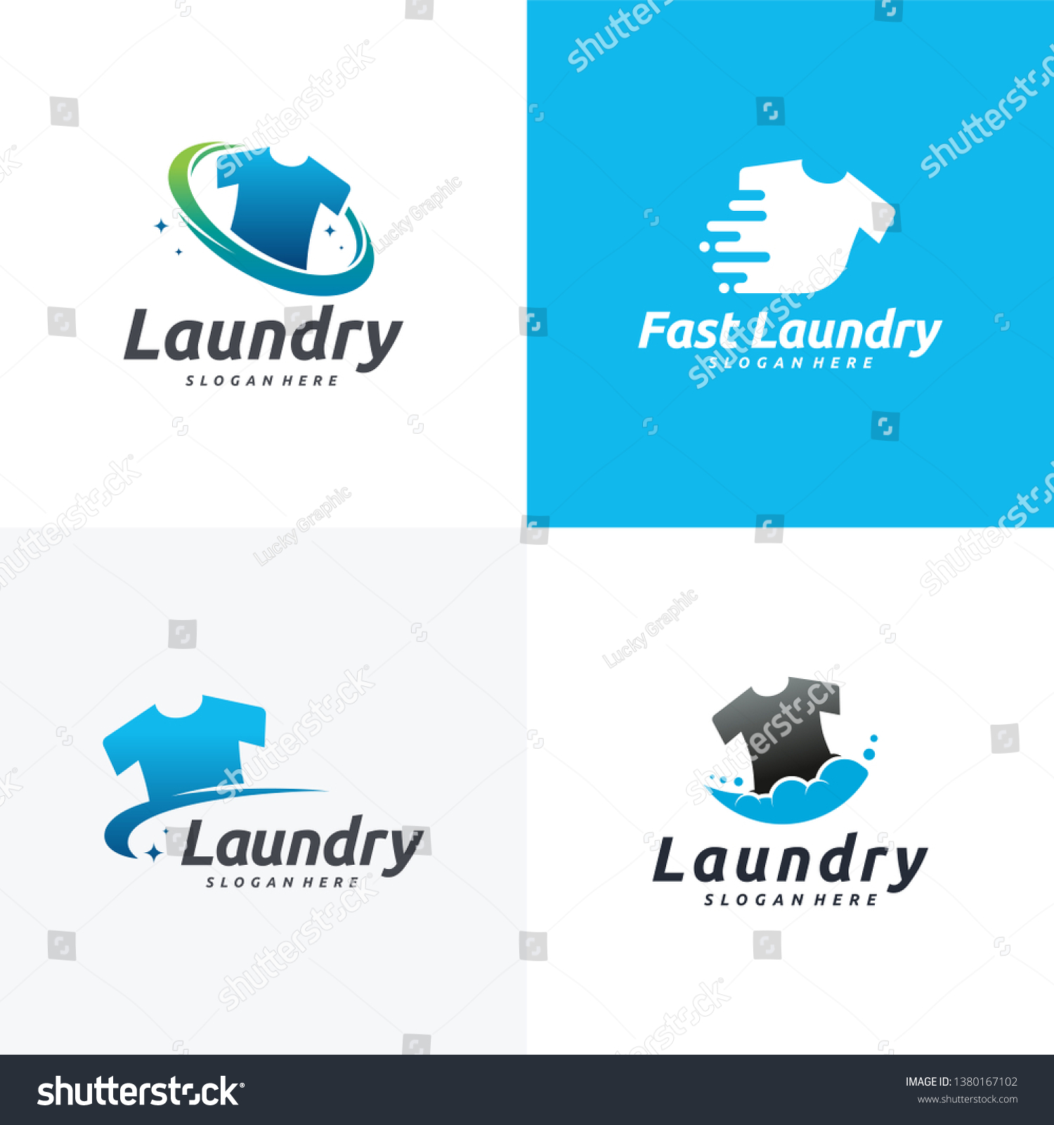 Set Laundry Logo Designs Cloth Wash Stock Vector (Royalty Free ...