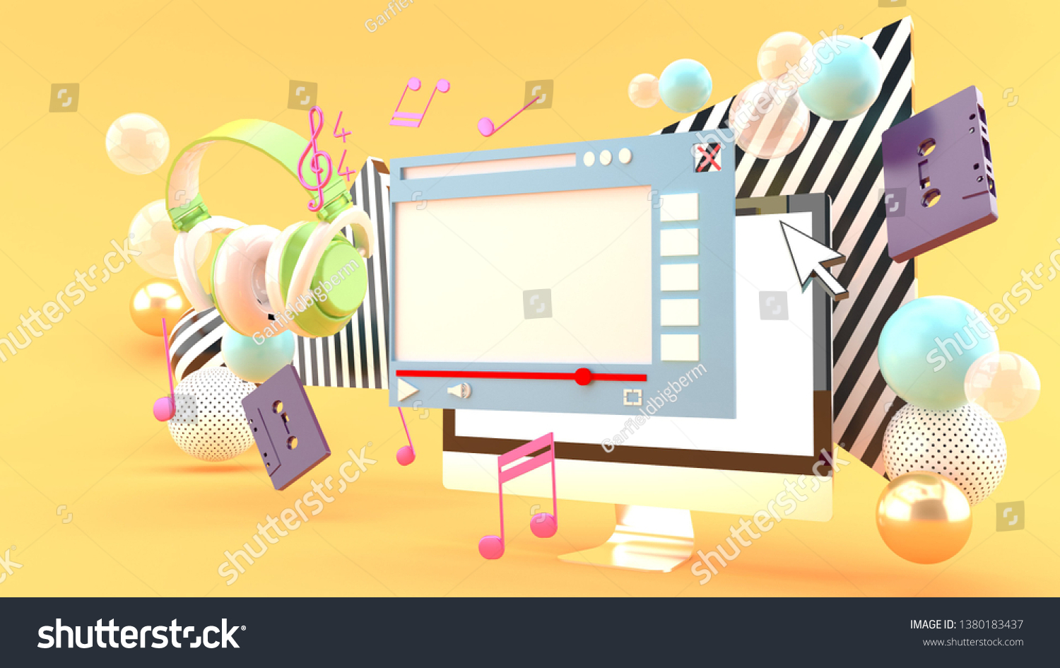 Youtube Window On Computer Screen Surrounded Stock Illustration