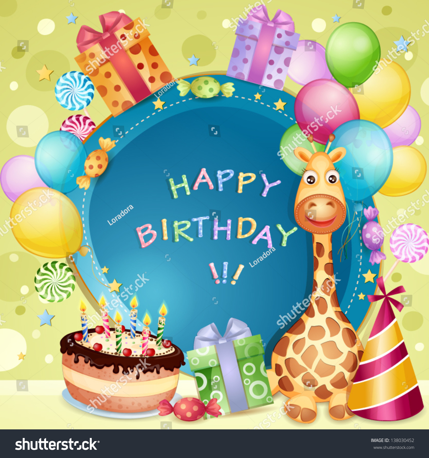 Birthday Card Birthday Cake Balloons Gifts Stock Vector (Royalty Free ...