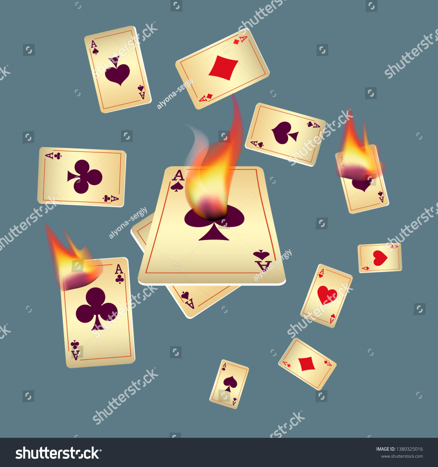 Playing Cards Fire Vector Illustration Vintage Stock Vector (Royalty ...