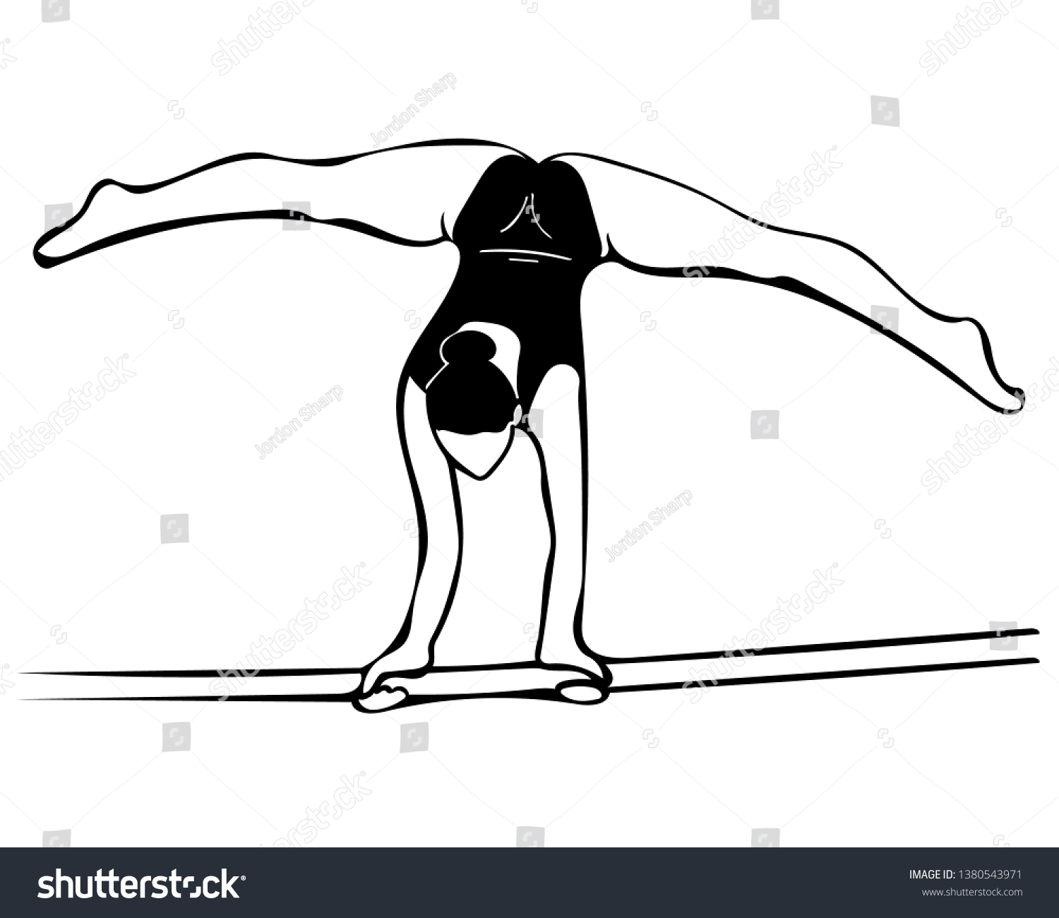 Monochrome Illustration Gymnast On Uneven Bars Stock Illustration ...