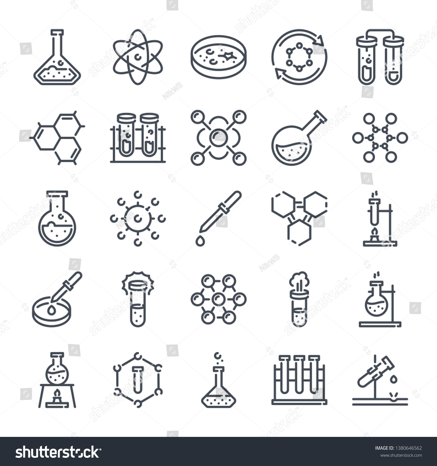 Chemistry Laboratory Related Line Icon Set Stock Vector (Royalty Free ...