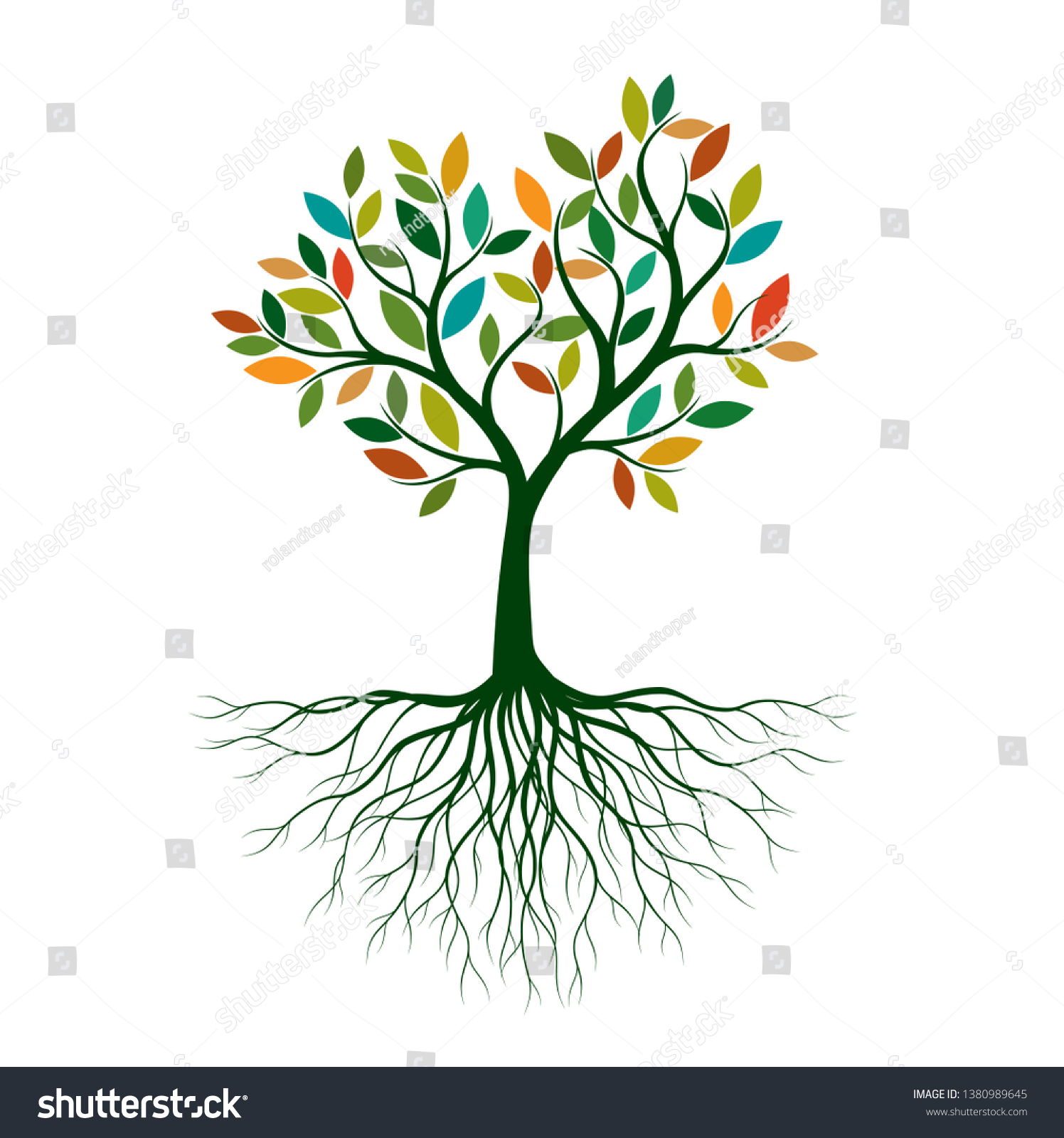 Color Tree Life Roots Vector Illustration Stock Vector (royalty Free 