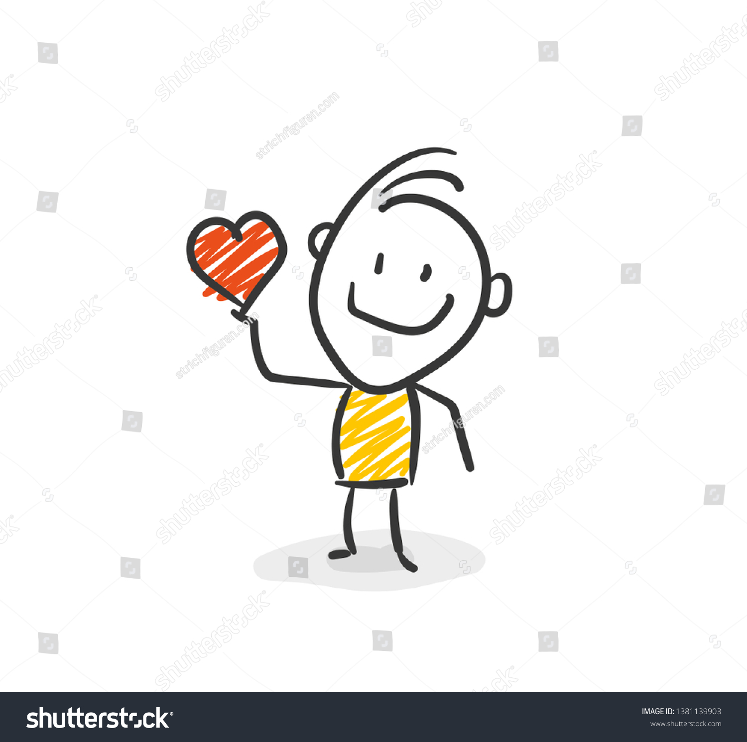 Smiling Lovely Stick Figure Man Has Stock Vector (royalty Free 