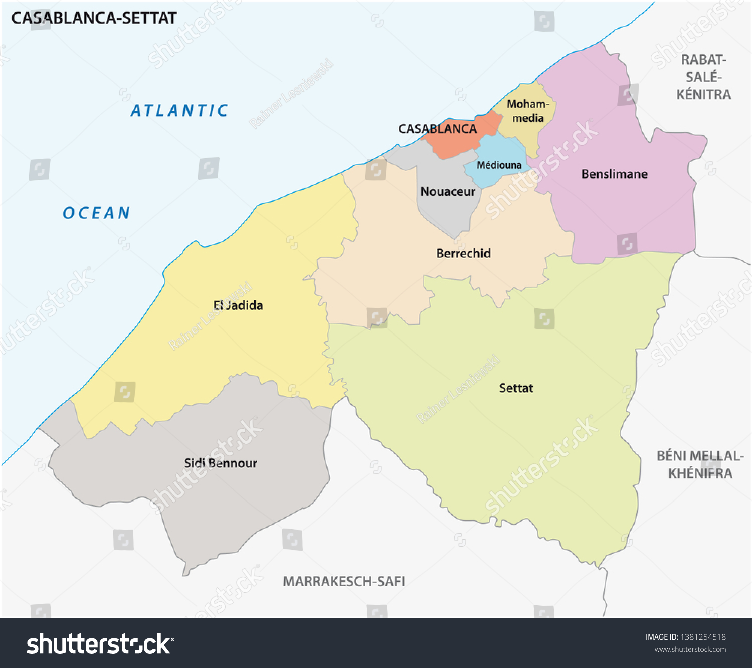 Administrative Political Map Moroccan Region Casablanca Stock Vector ...