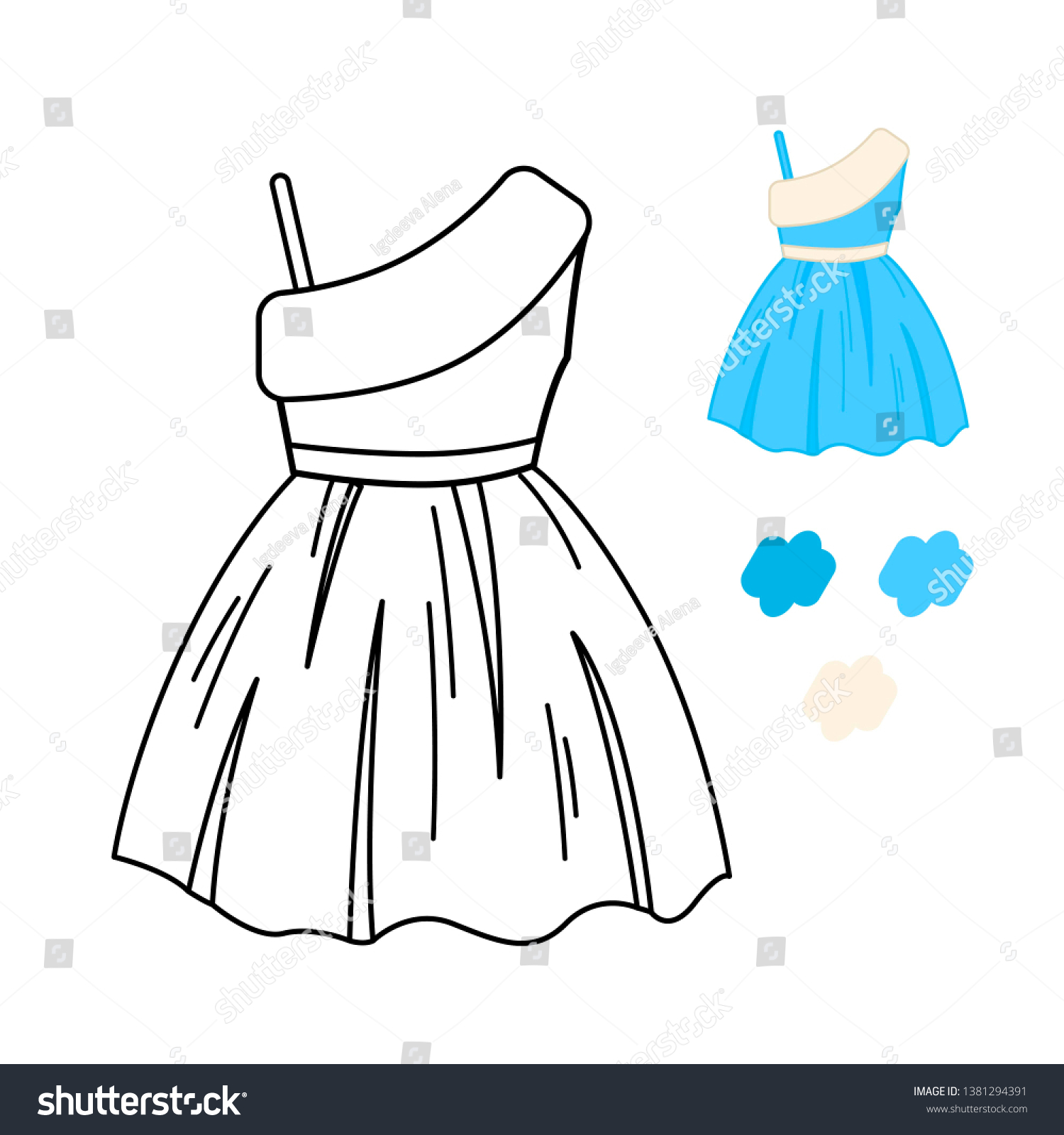 Coloring Book Children Cartoon Dress Stock Vector (Royalty Free ...