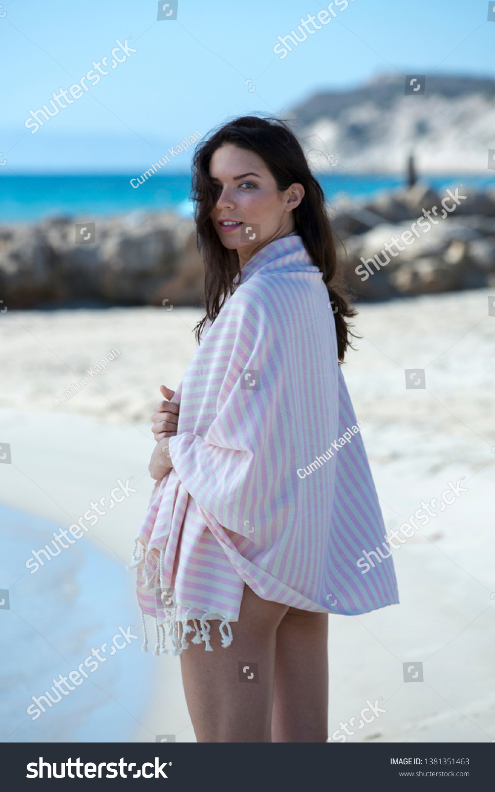 Young Girl On Beach Standing Poses Stock Photo 1381351463 | Shutterstock