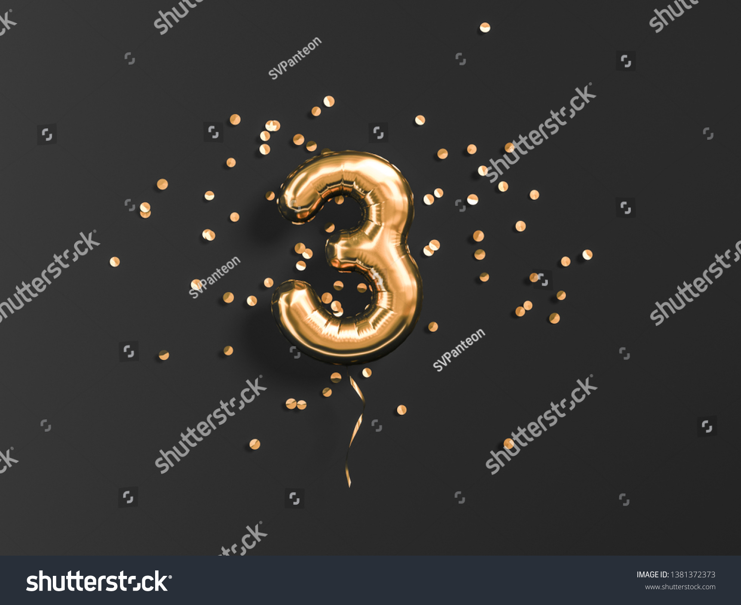 Three Year Birthday Number 3 Flying Stock Illustration 1381372373 ...