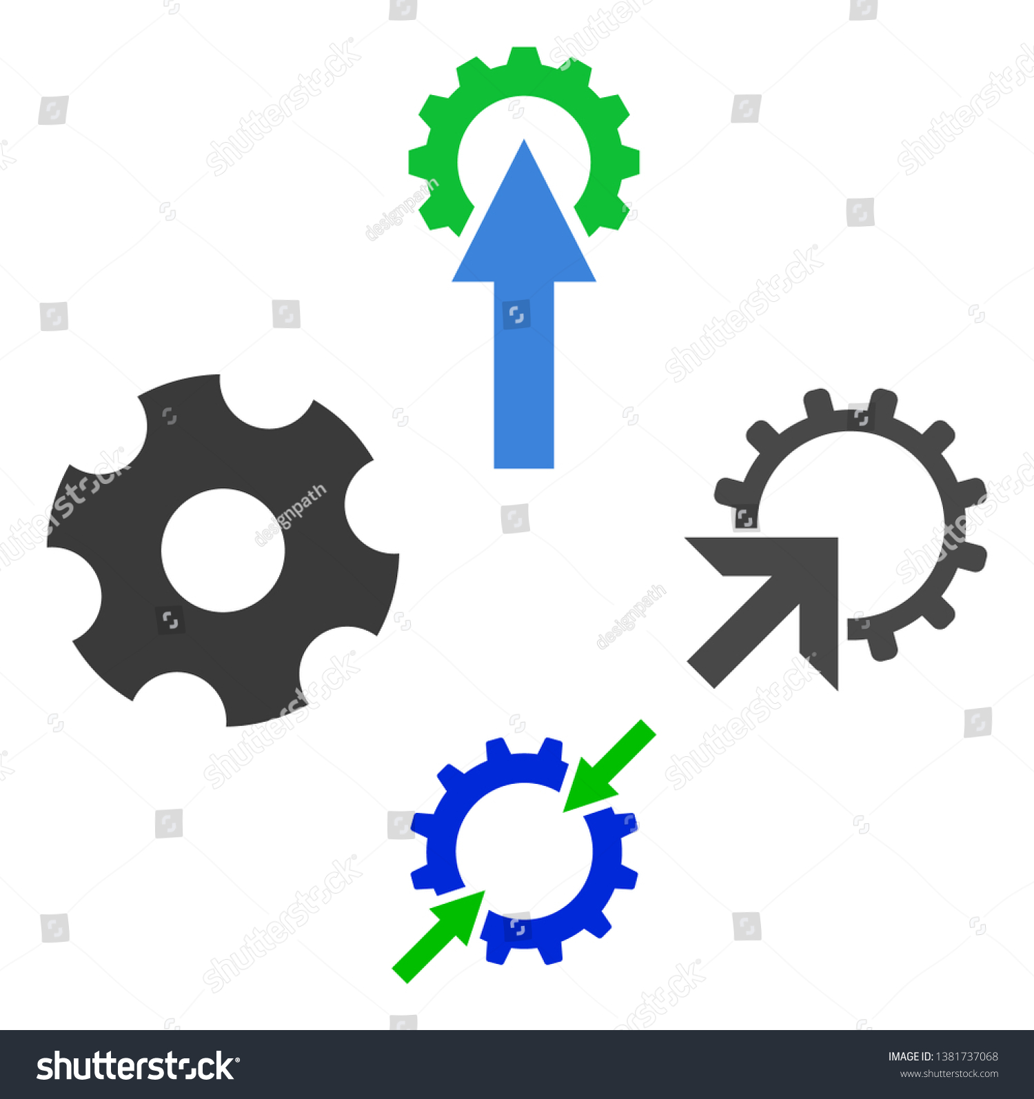 Gear Integration Arrow Icon Symbol Set Stock Vector (Royalty Free