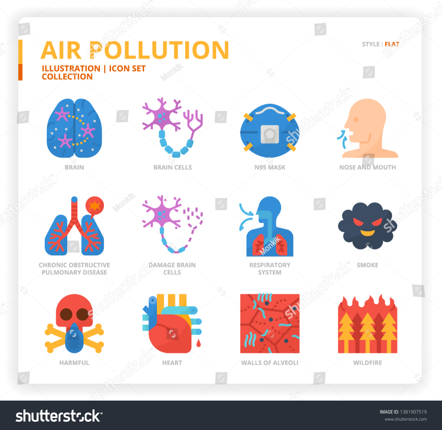 Air Pollution Icon Set Web Design Stock Vector (Royalty Free ...