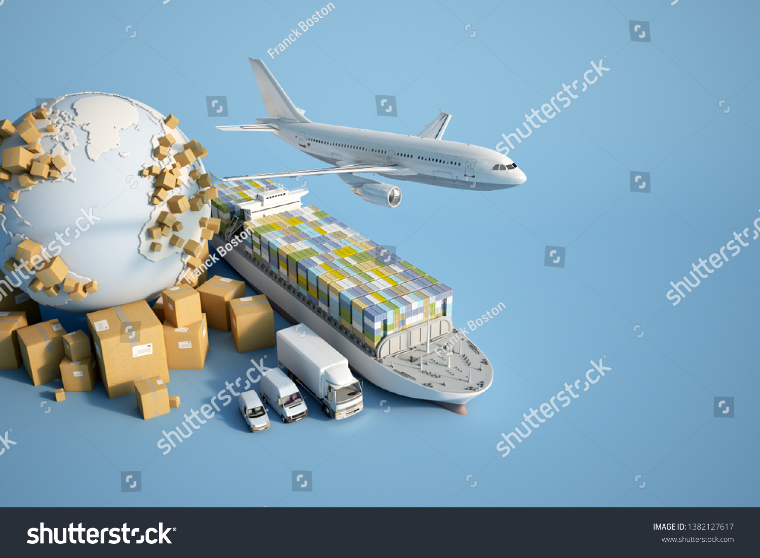 3d Rendering Earth Surrounded By Cardboard Stock Illustration ...