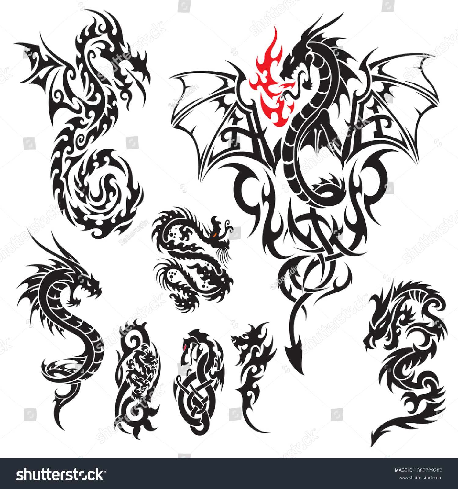 Tribal Tattoo Designs Dragon Vector Stock Vector (Royalty Free ...