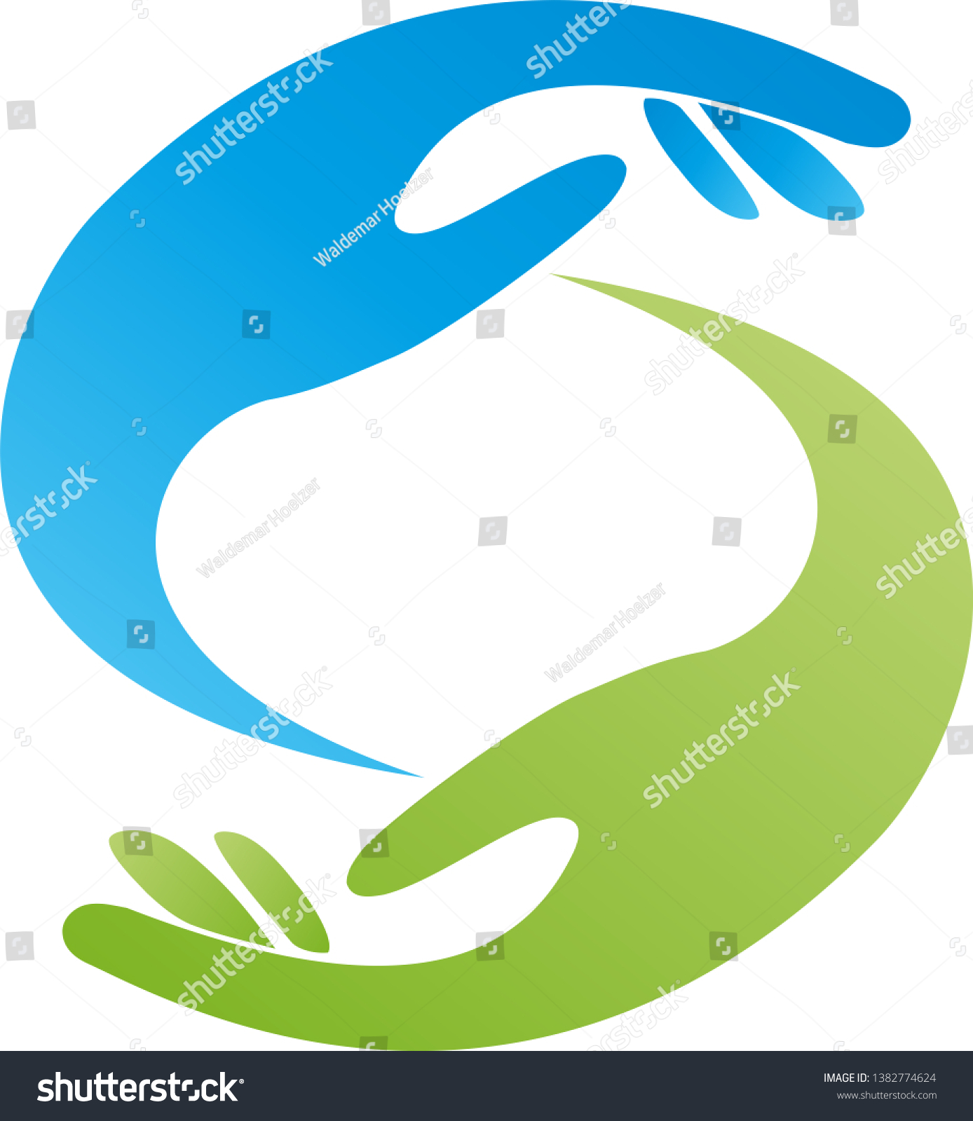 Two Hands Colored Together Logo Stock Vector (Royalty Free) 1382774624 ...