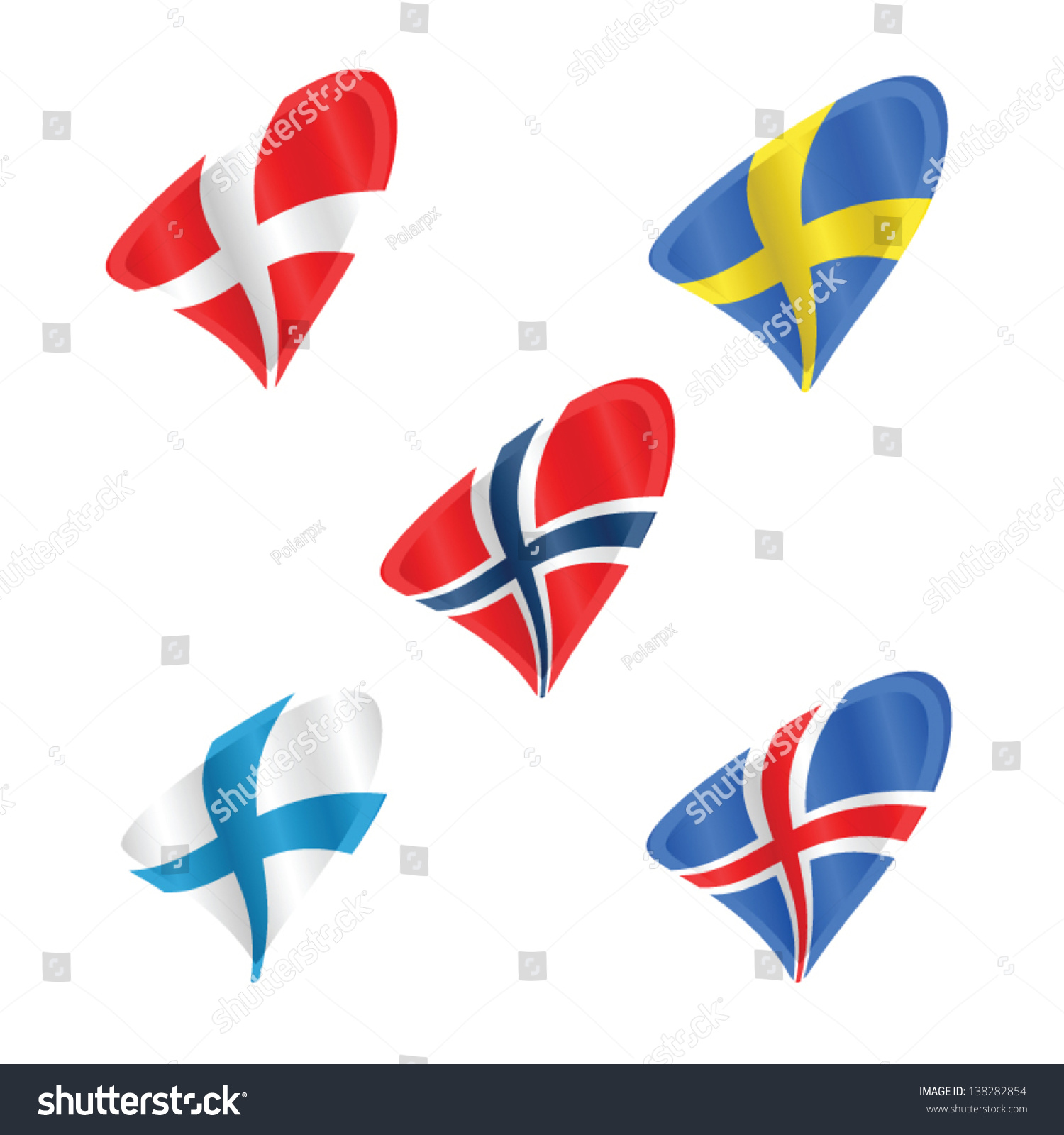 Official Flags Scandinavian Countries Denmark Sweden Stock Vector ...