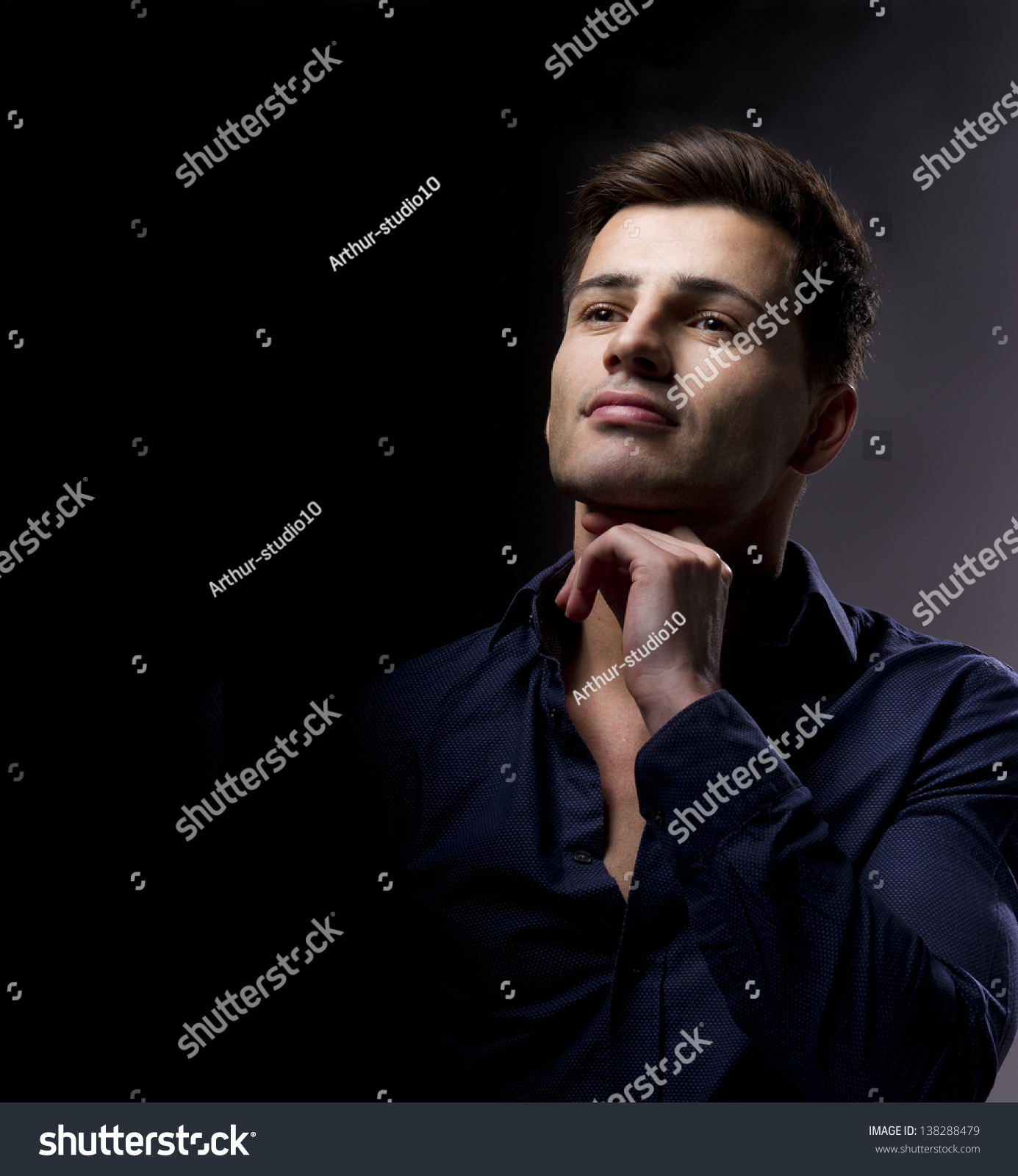 Elegant Young Handsome Man Studio Fashion Stock Photo 138288479