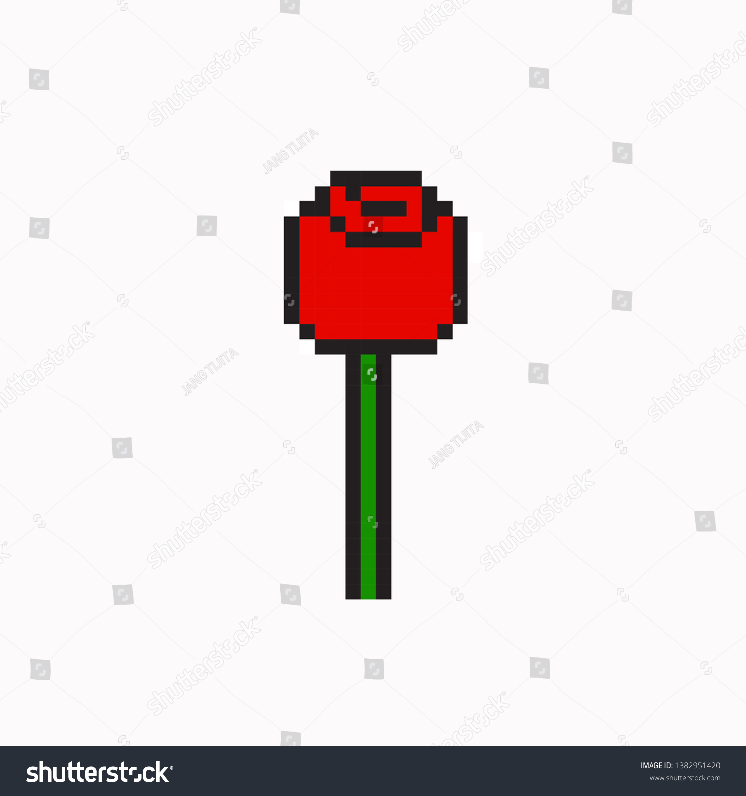 Pixel Art Cute Red Rose Stock Vector (Royalty Free) 1382951420 ...