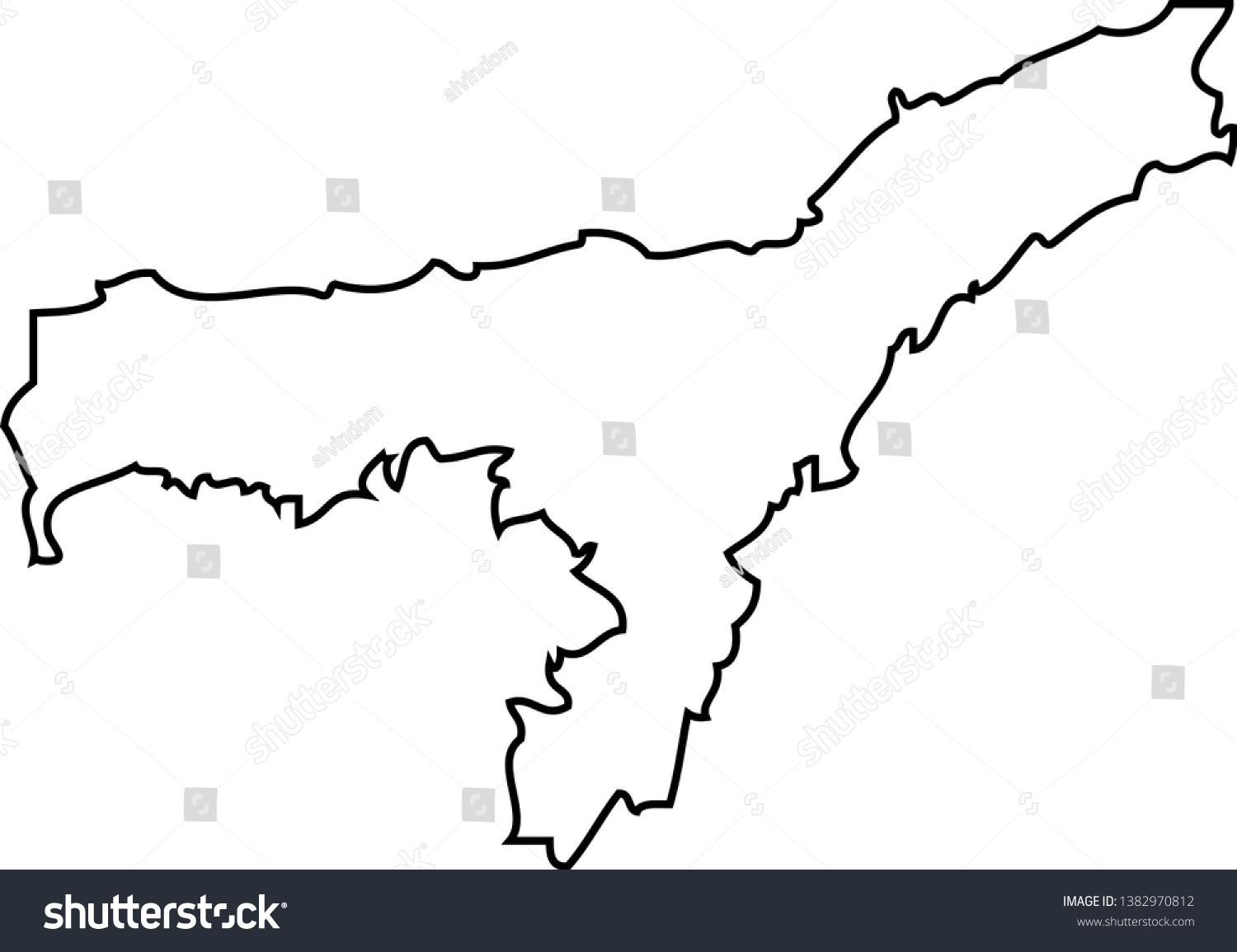 Assam Map India Region India Stock Vector (Royalty Free) 1382970812 ...