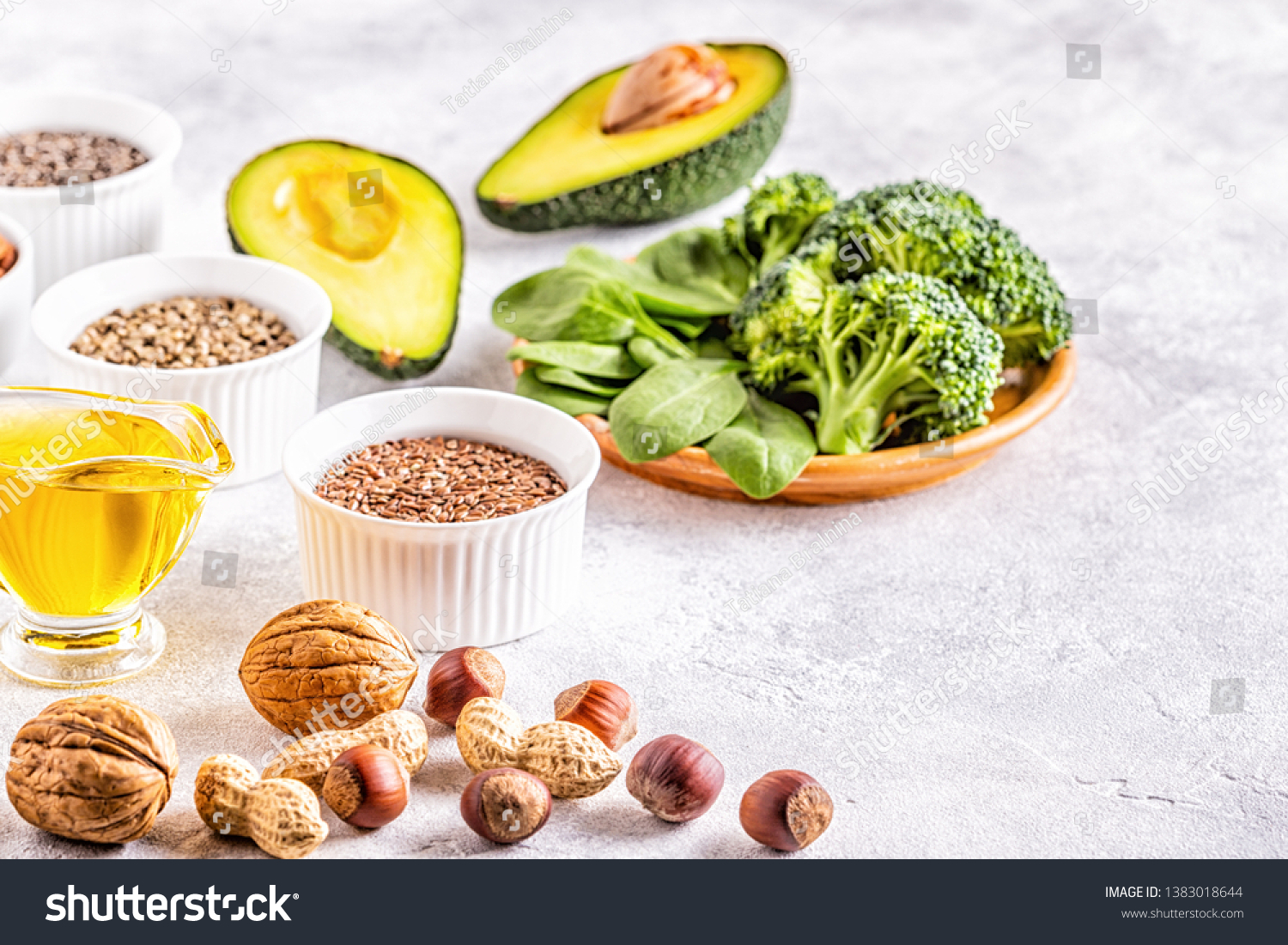 Vegan Sources Omega 3 Unsaturated Fats Stock Photo 1383018644 ...