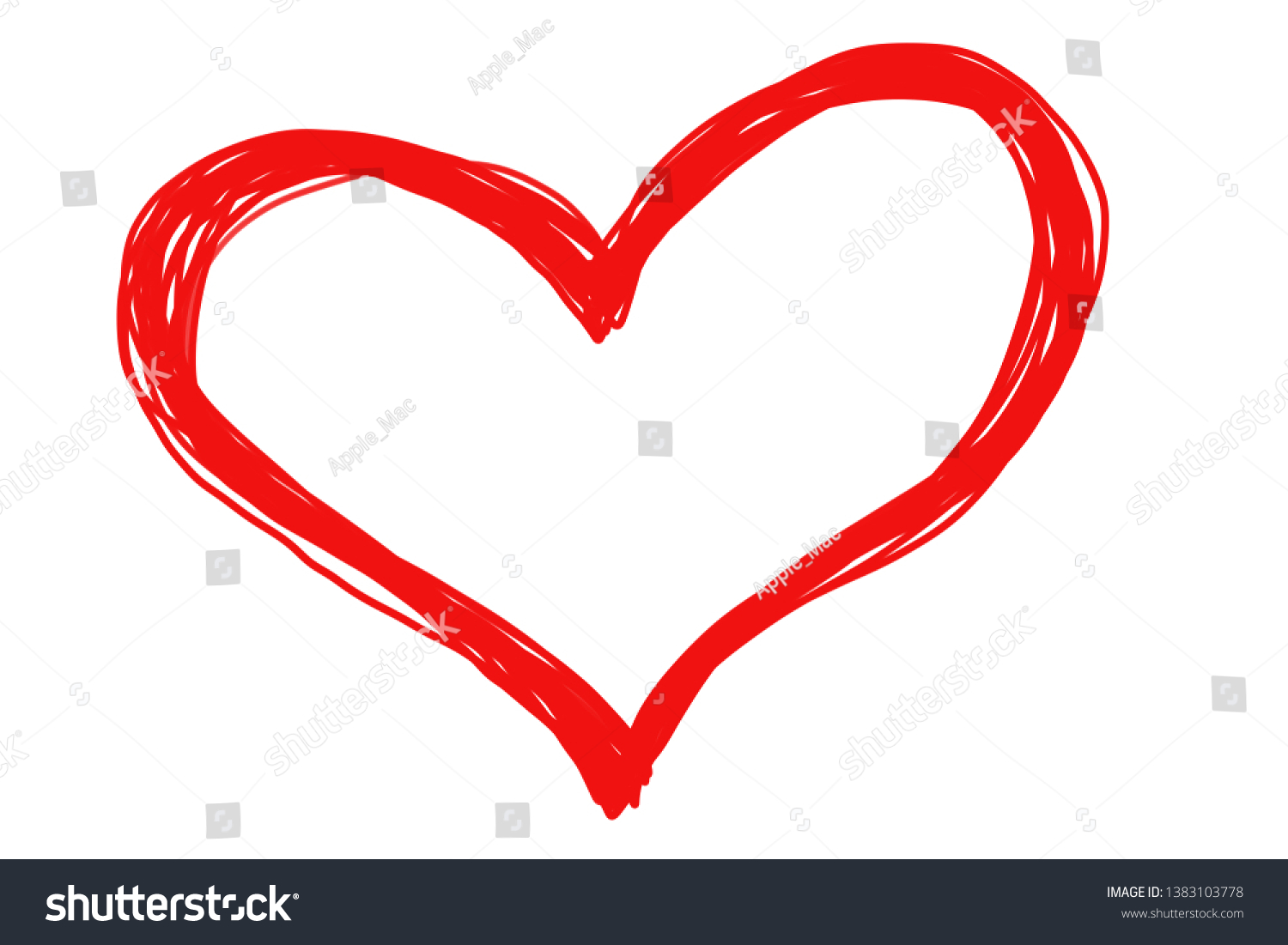 Hand Drawing Simple Red Heart Isolated Stock Illustration 1383103778 ...