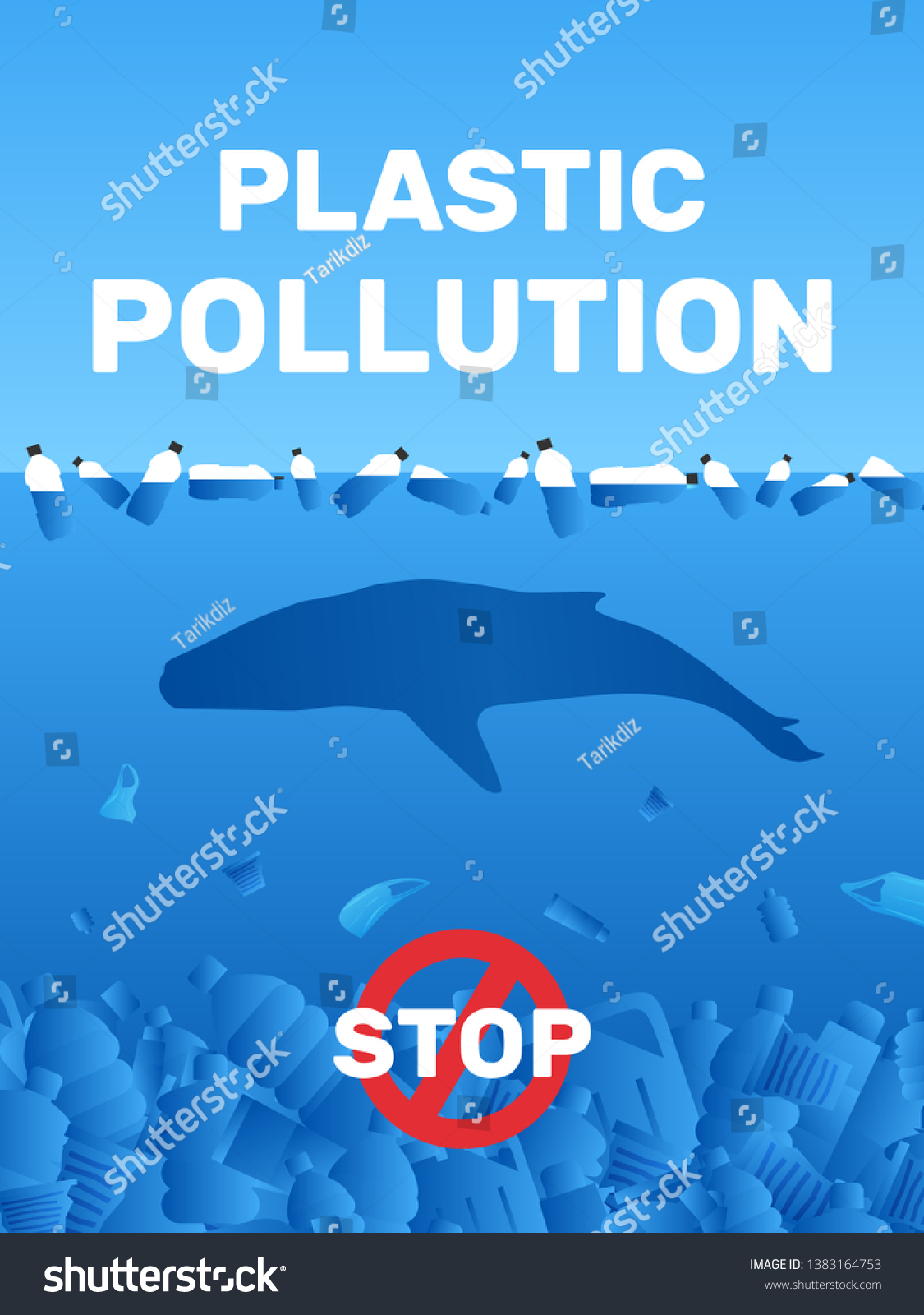 Stop Ocean Plastic Pollution Ecology Poster Stock Vector (Royalty Free ...