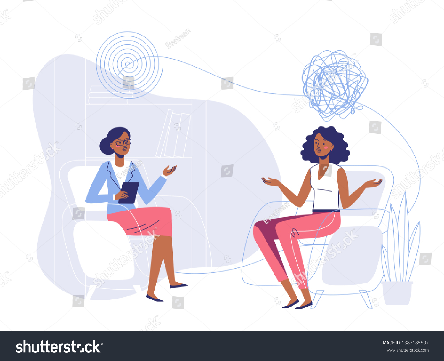 Psychotherapy Counseling Concept Black People Psychologist Stock Vector Royalty Free 8173