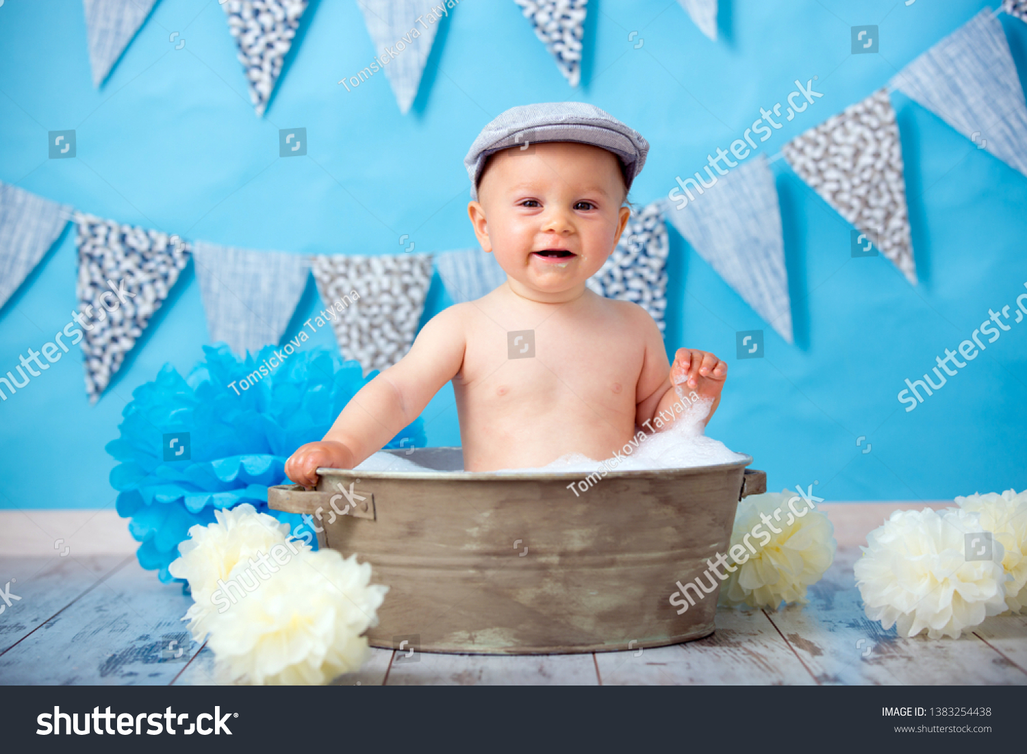 Cute Baby Boy Having Bath After Stock Photo 1383254438 | Shutterstock