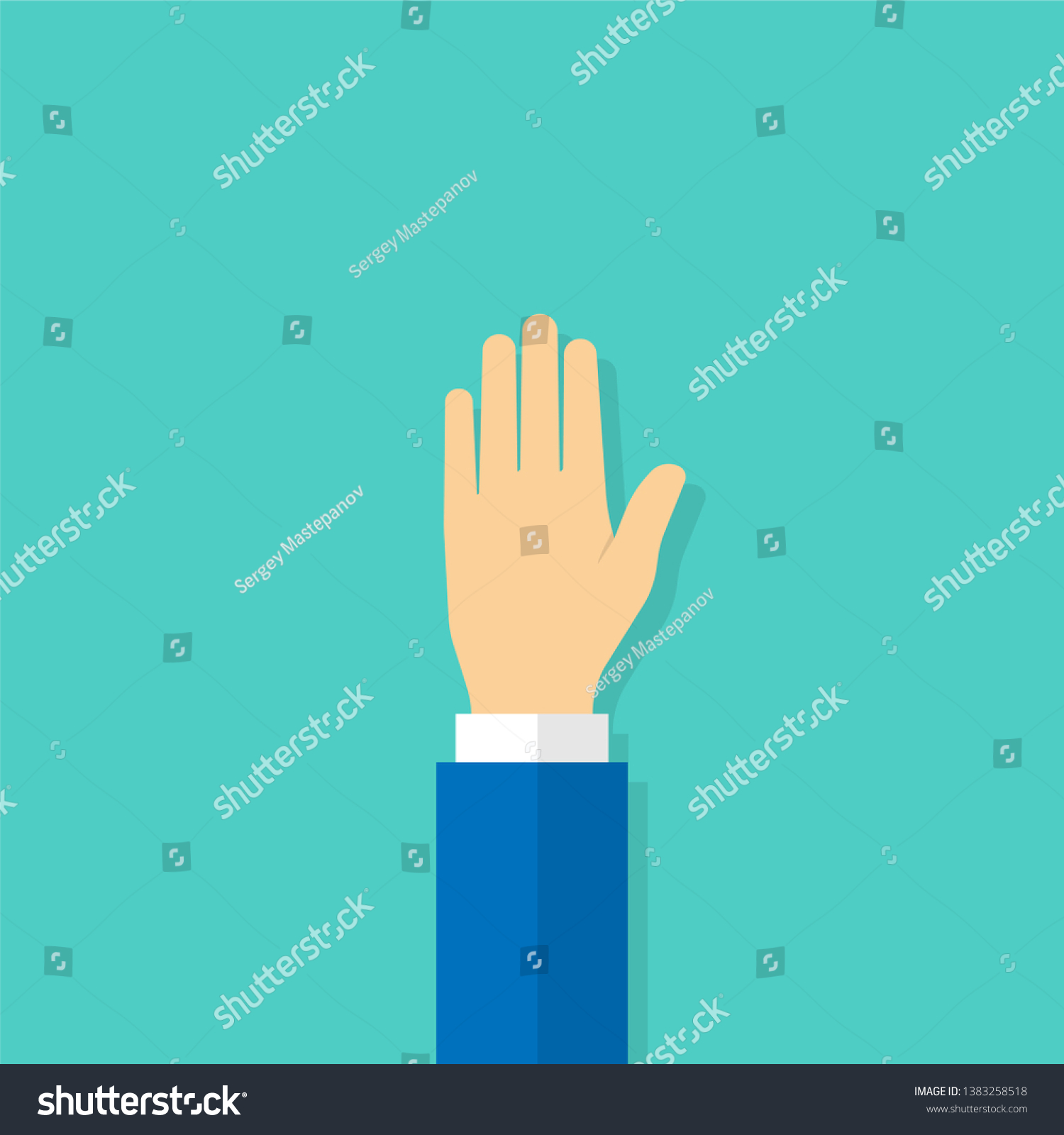 Raised Hand Open Palm Facing Vector Stock Vector Royalty Free 1383258518 Shutterstock