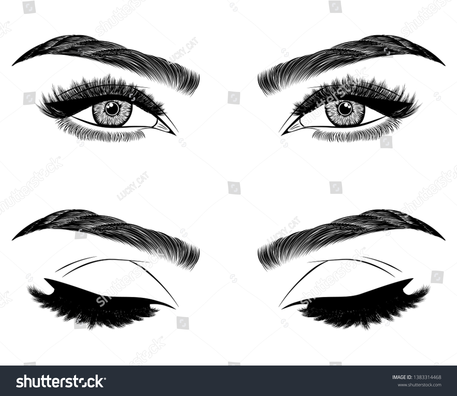 Illustration Womans Eyes Eyelashes Eyebrows Makeup Stock Vector Royalty Free 1383314468 7900