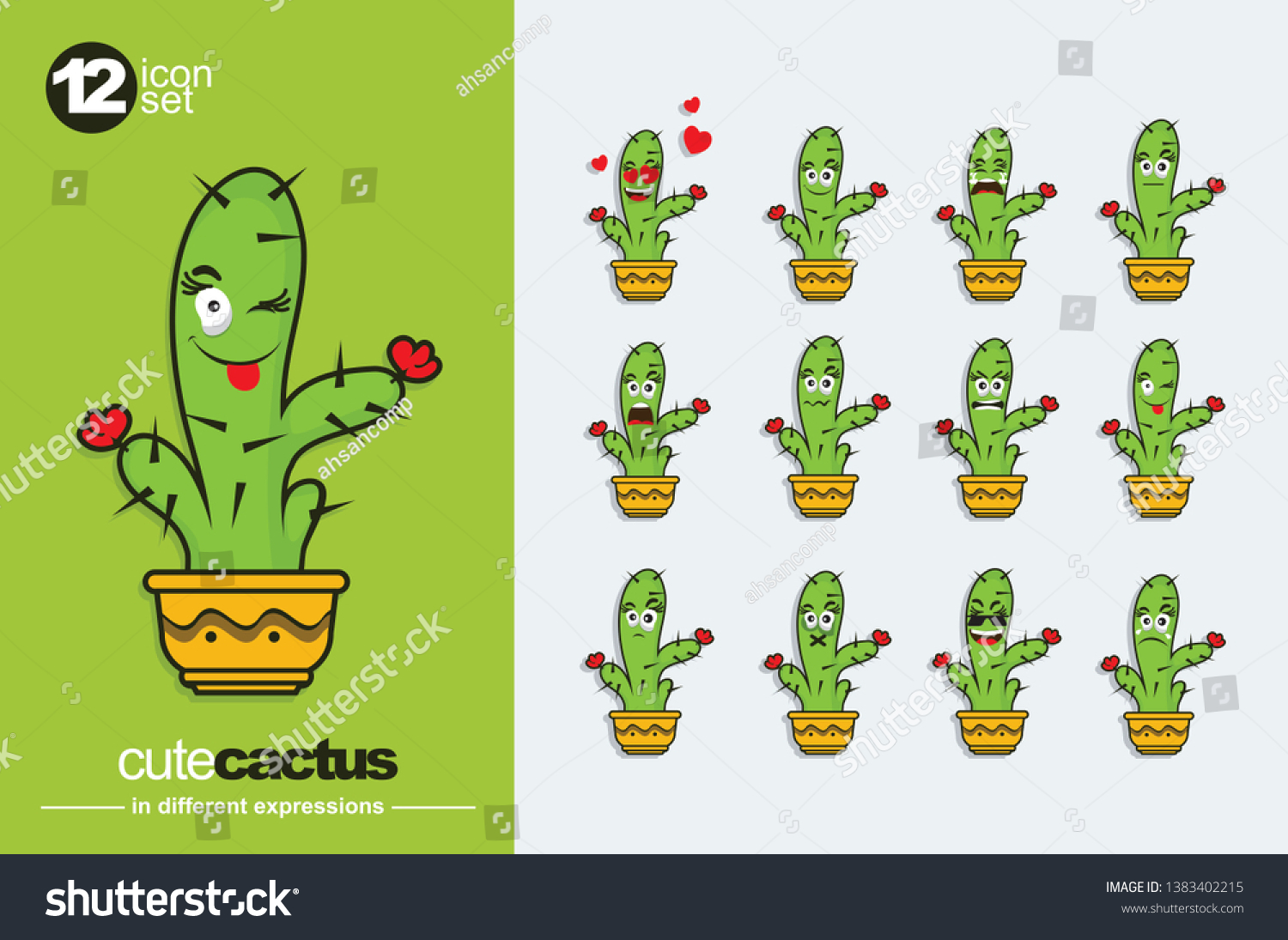 Temukan gambar stok Set Cute Cactus Emoji Eps 10 beresolusi HD dan jutaan f...