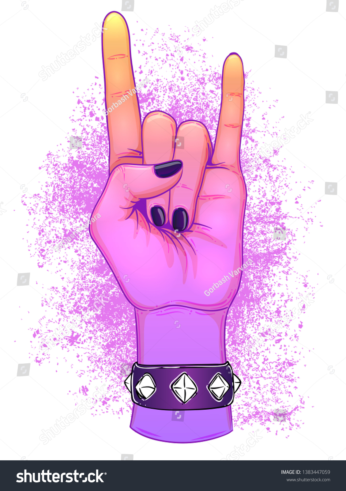 Rock Roll Sign Hand Drawn Illustration Stock Vector Royalty Free 1383447059 Shutterstock 0059