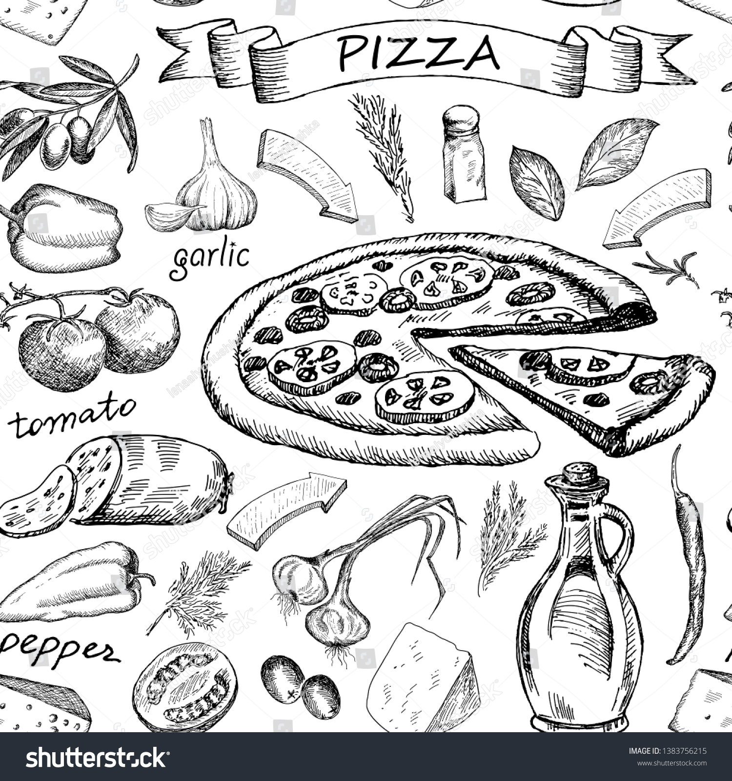 Ингредиенты для пиццы раскраска