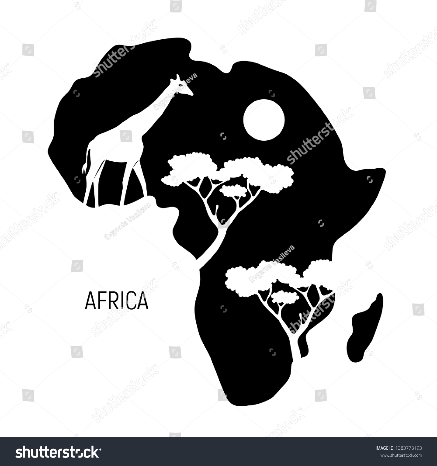 Africa Black White Map Africa Continent Stock Vector Royalty Free 1383778193 Shutterstock 7118