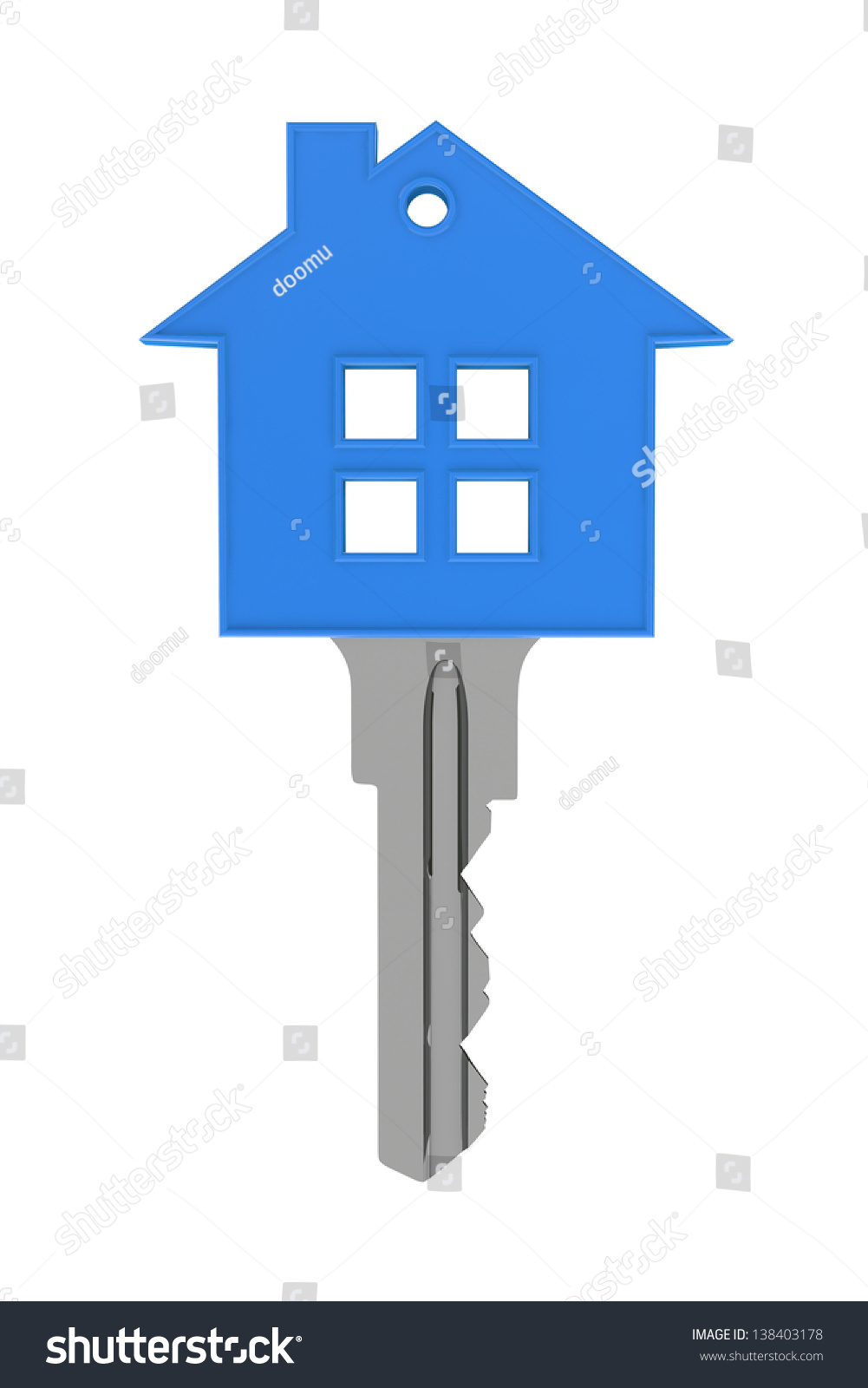 Blue House Key On White Background Stock Illustration 138403178 ...