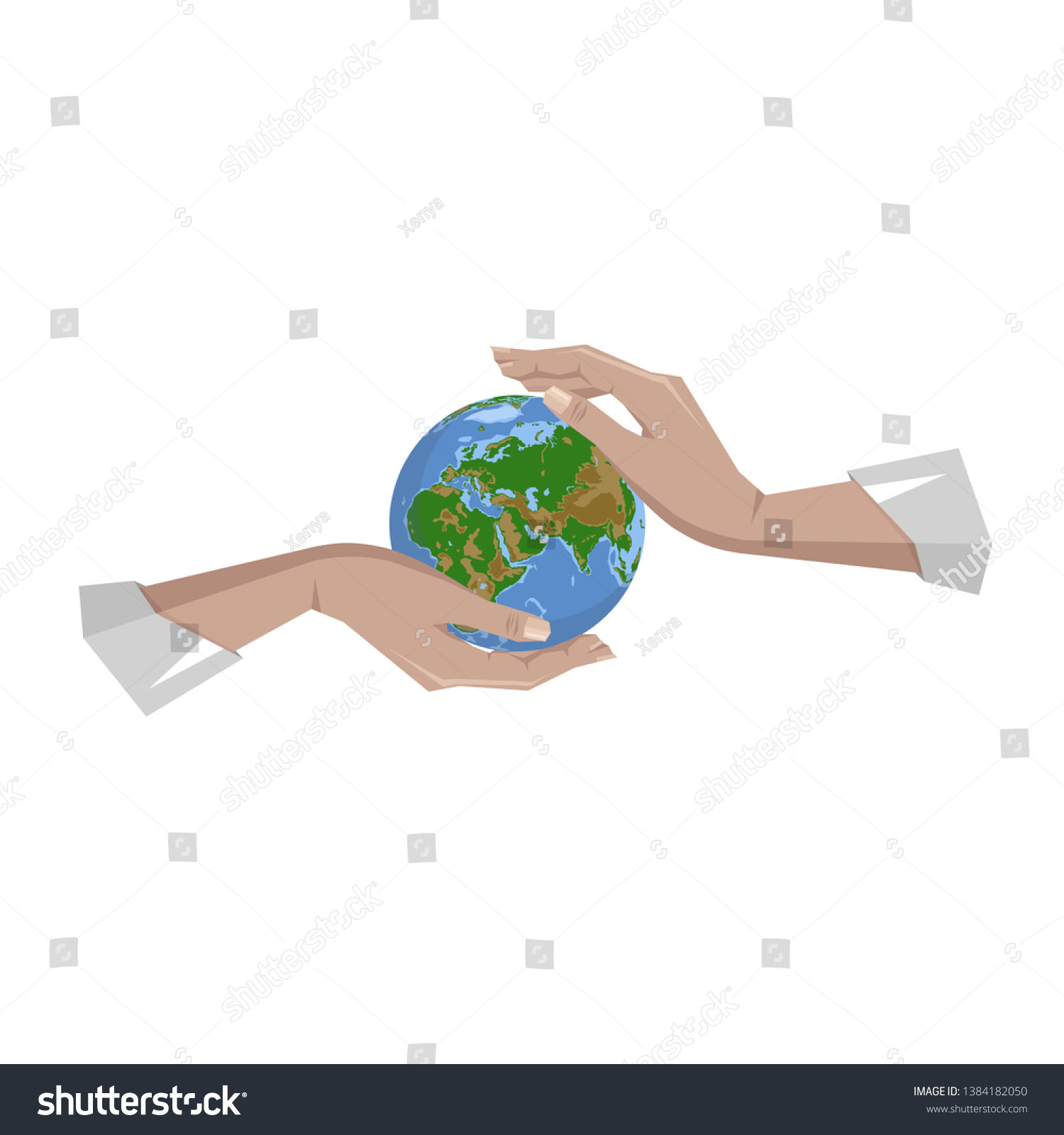 Hands Holding Globe Earthsave Planet Concept Stock Vector Royalty Free