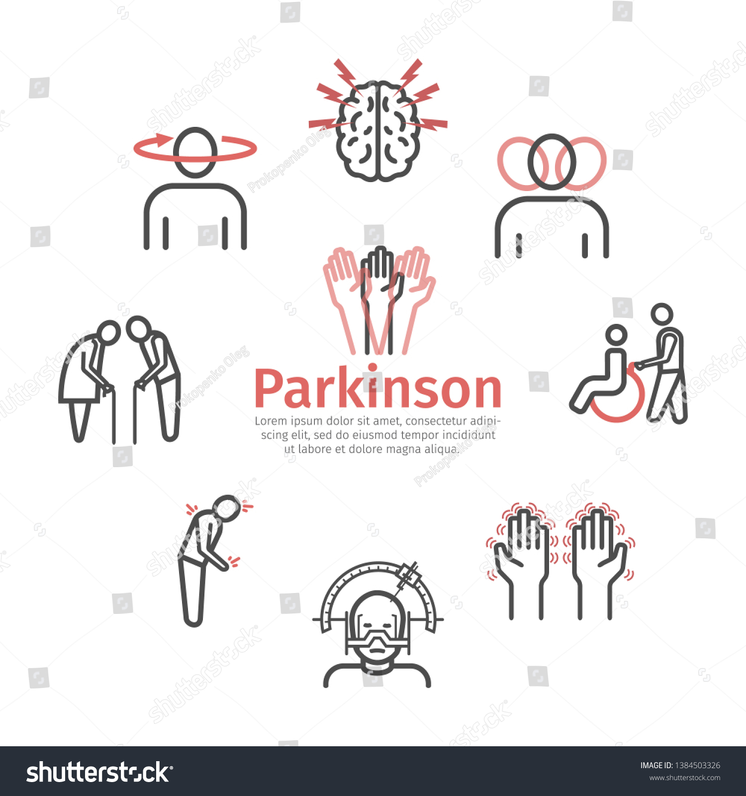 Parkinsons Disease Symptoms Treatment Line Icons Stock Vector Royalty Free 1384503326 4680