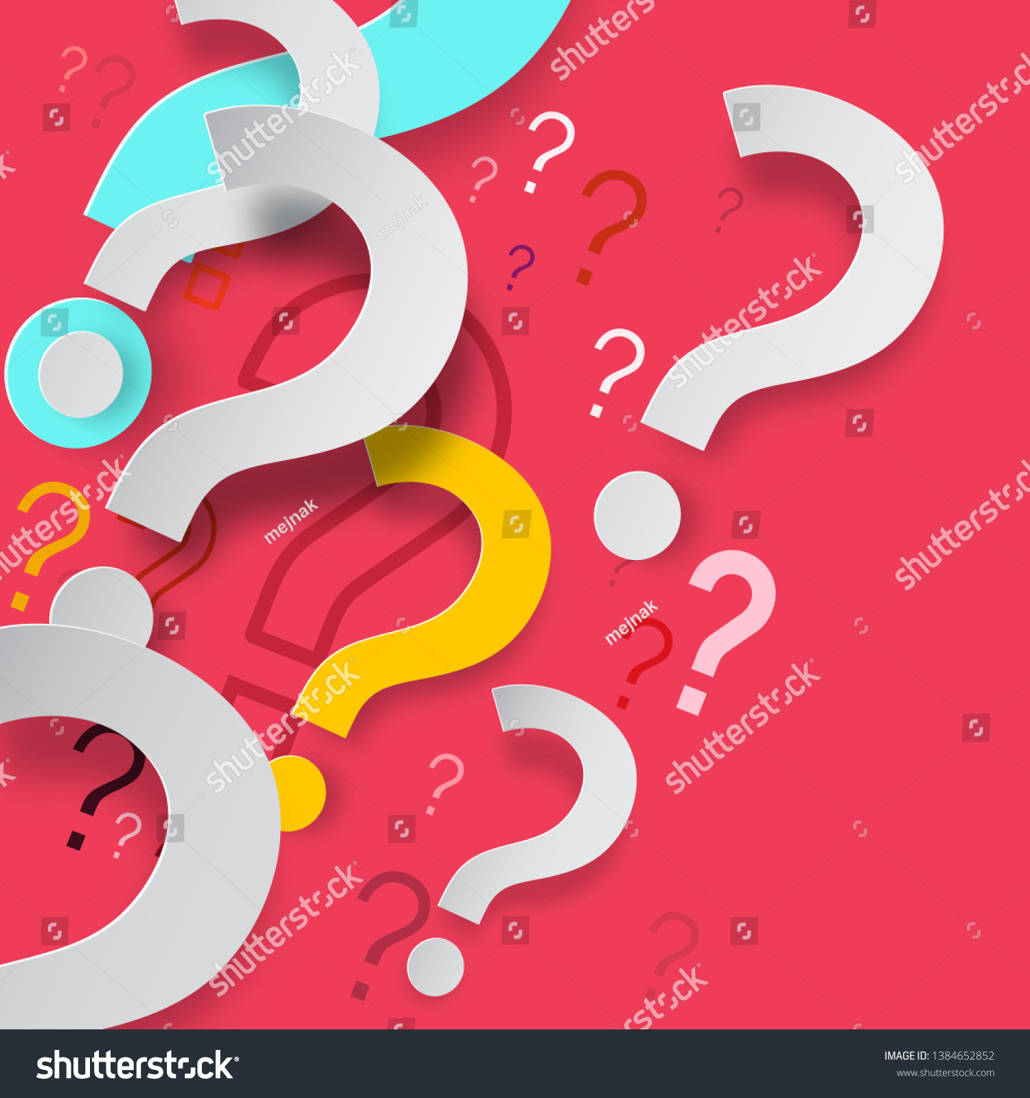 Paper Cut Question Marks On Red Stock Vector (Royalty Free) 1384652852