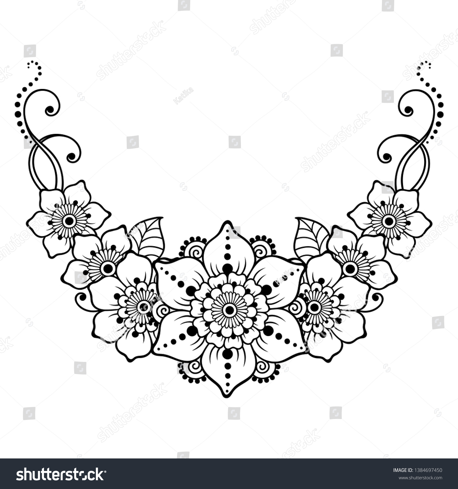 Mehndi Flower Pattern Henna Drawing Tattoo Stock Vector (Royalty Free ...