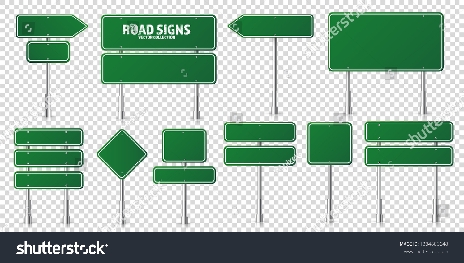 Road Green Traffic Signs Set Blank Stock Vector (royalty Free 