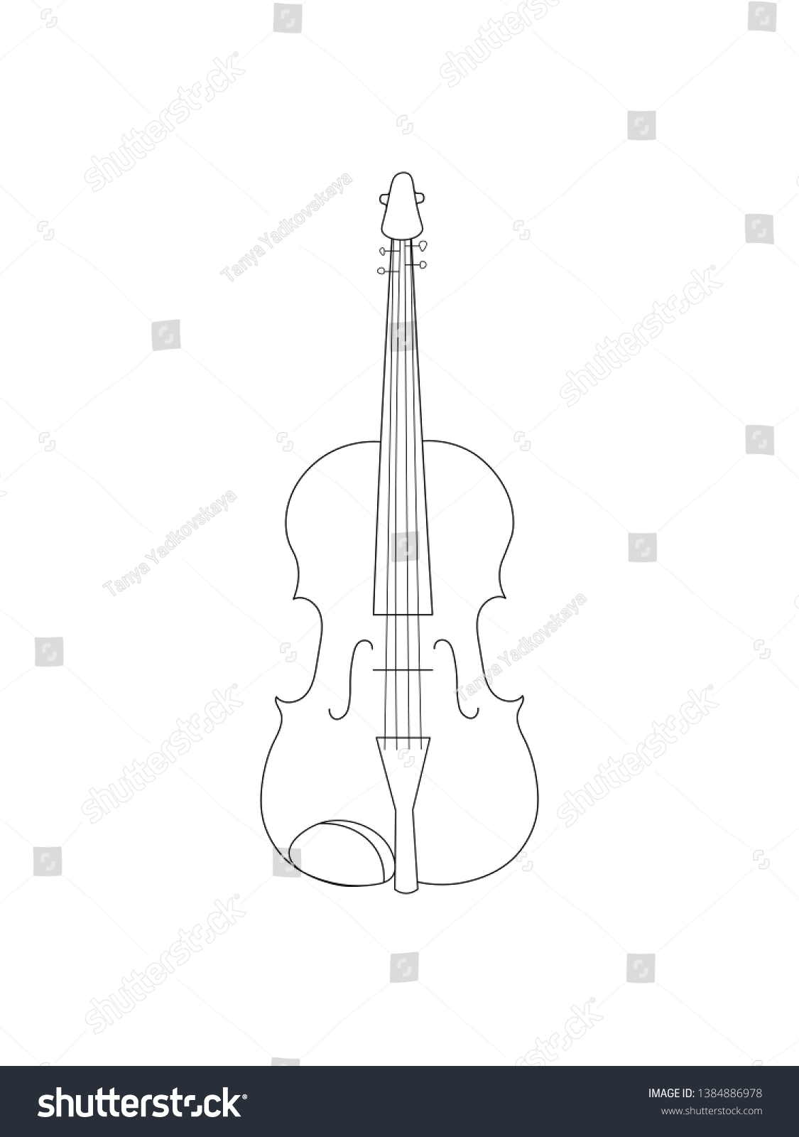 Black Outline Violin Isolated On White Stock Vector (Royalty Free ...