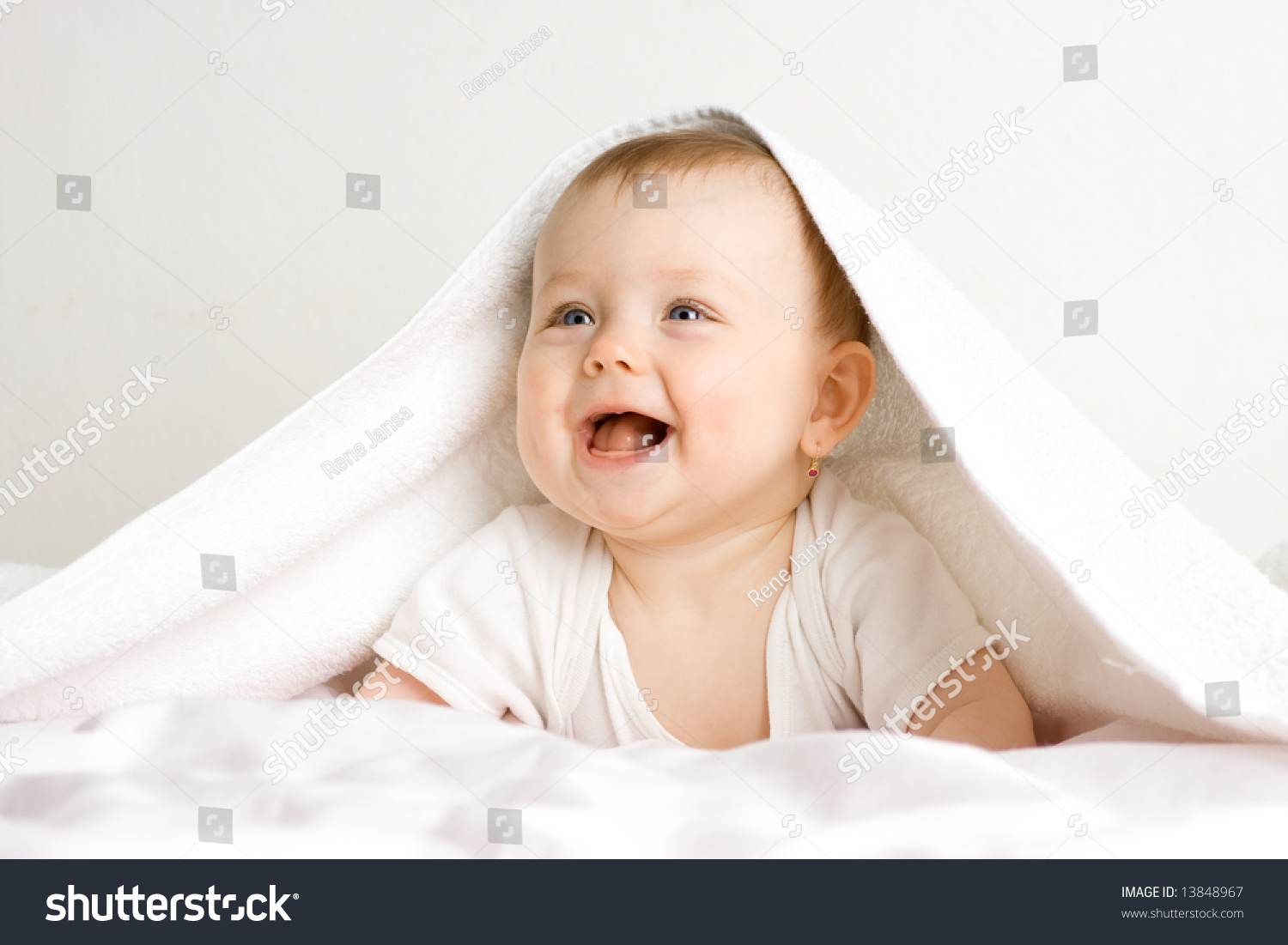 Little Baby Under White Towel Stock Photo 13848967 Shutterstock