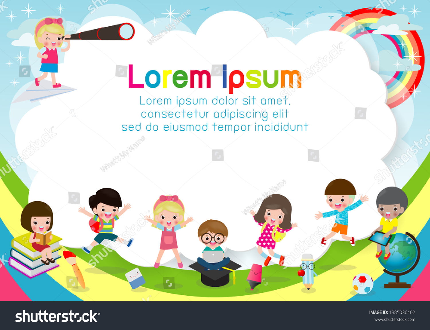 Happy Children Back Schooltemplate Advertising Brochure Stock Vector ...