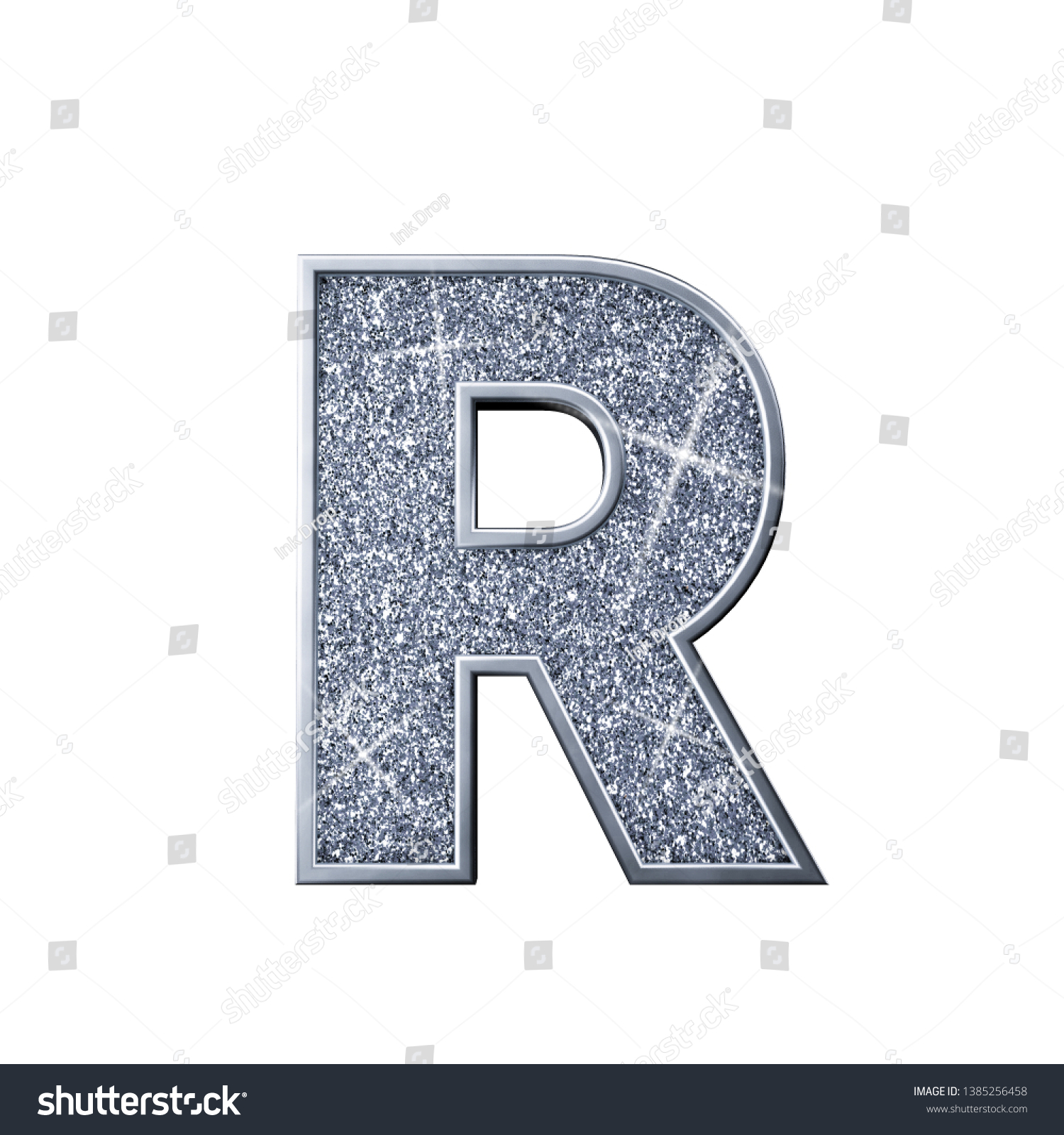 Silver Glitter Letter R Shiny Sparkling Stock Illustration 1385256458 ...