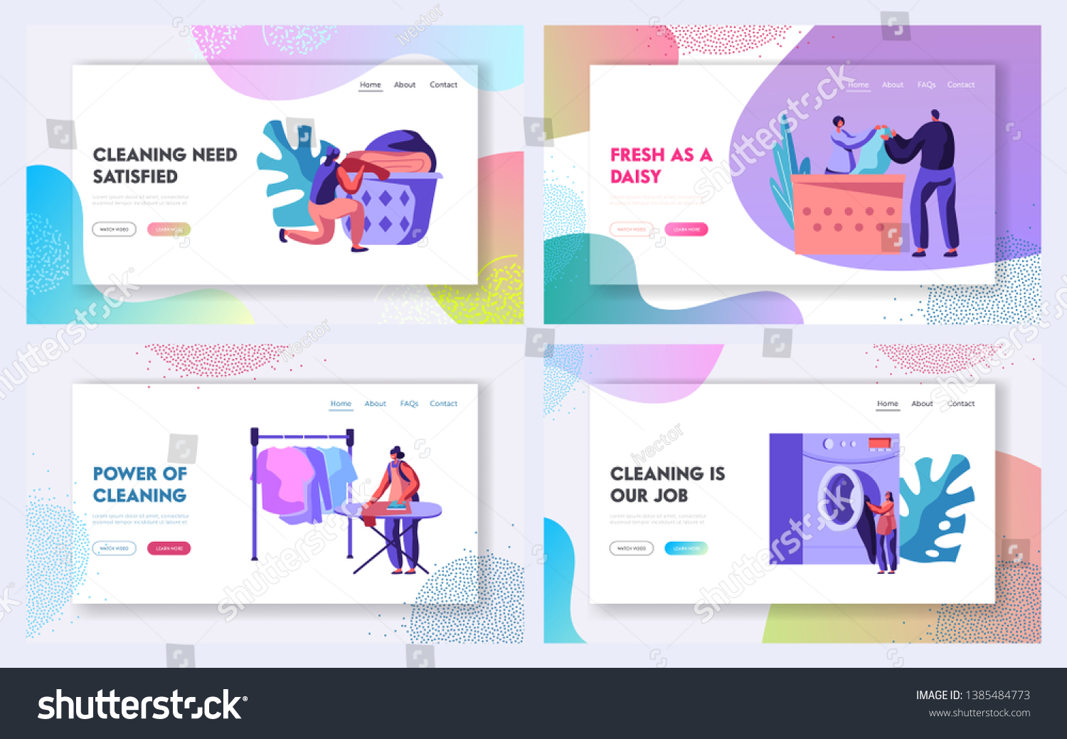 Laundry Service Website Landing Page Templates Stock Vector (Royalty ...