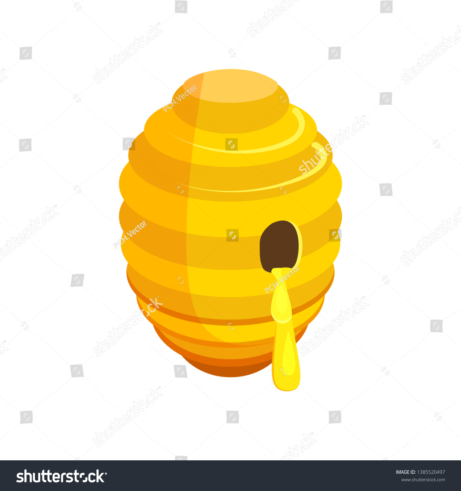 Bee Hive Cartoon Illustration Honey Dripping Stock Vector Royalty Free 1385520497 Shutterstock