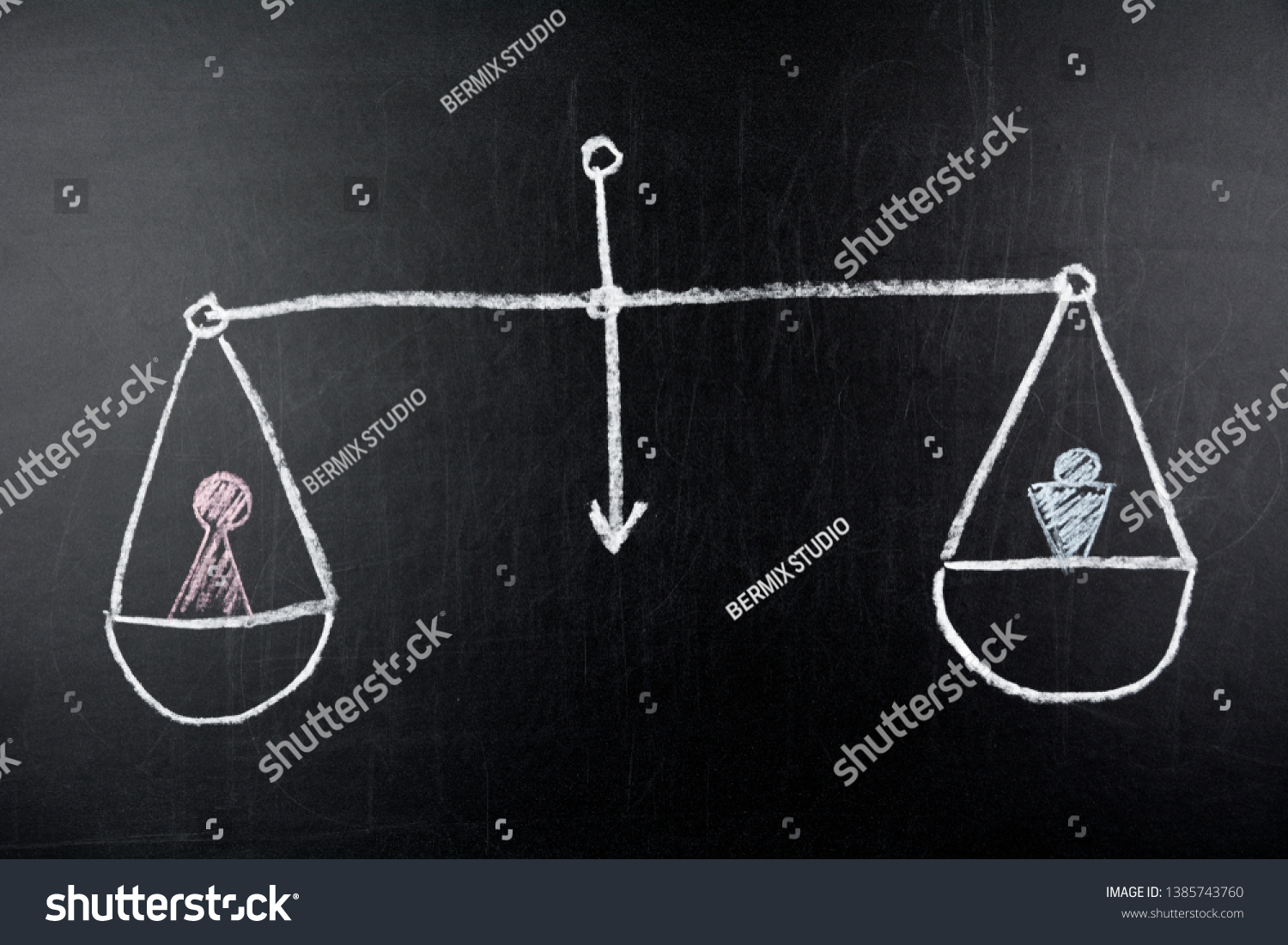 Gender Equality Concept Equal Scales Male Stock Illustration 1385743760 Shutterstock 7645