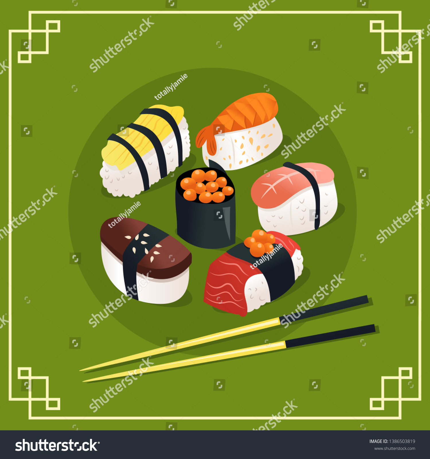 Cartoon Vector Illustration Sushi Sashimi On Stock Vector (Royalty Free ...